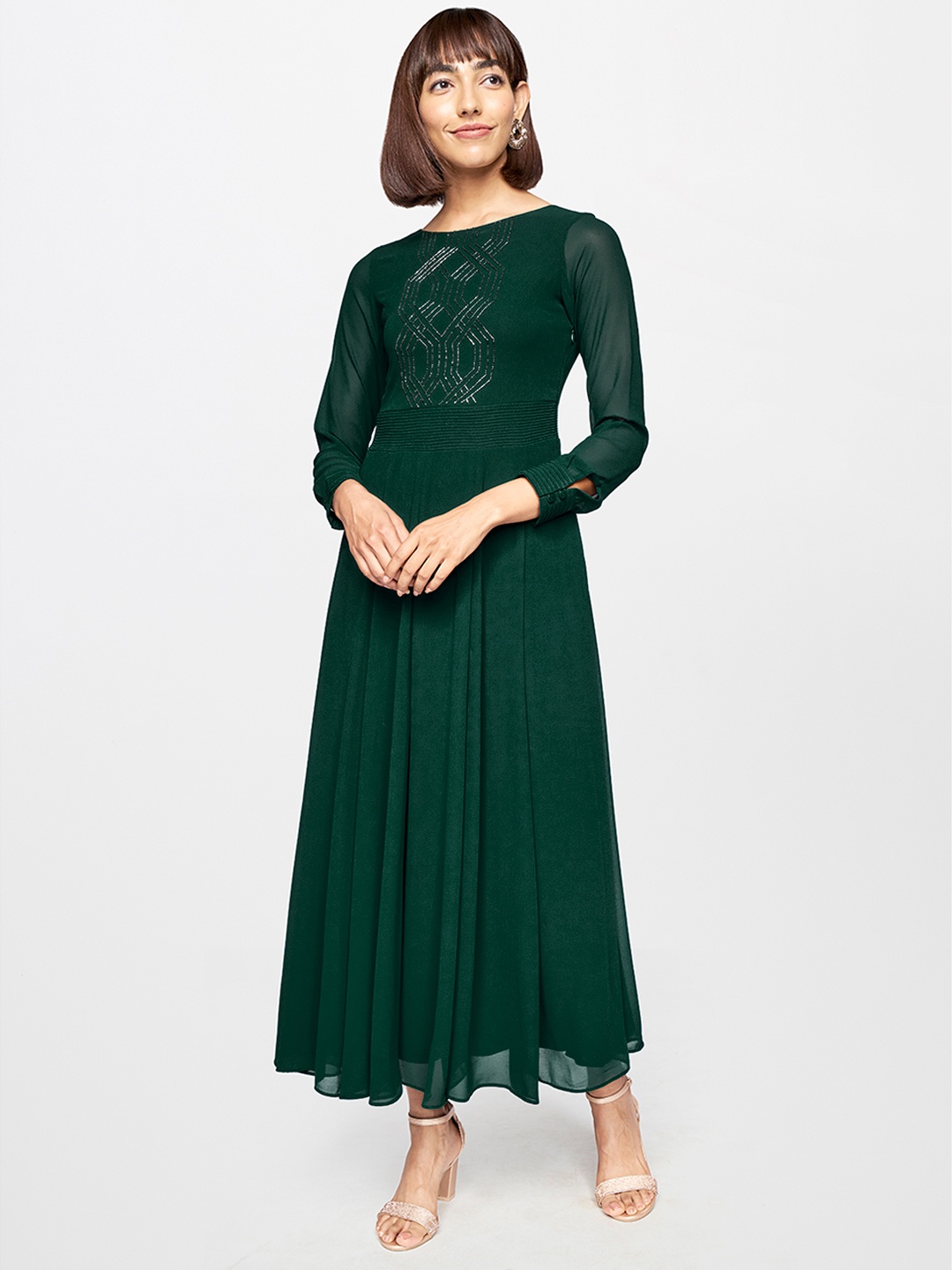 

AND Green Embellished Maxi Dress