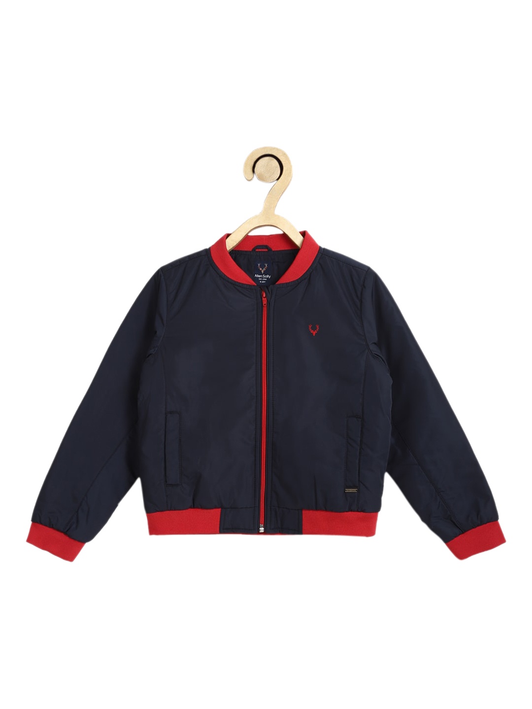 

Allen Solly Junior Boys Navy Blue Red Colourblocked Bomber Jacket