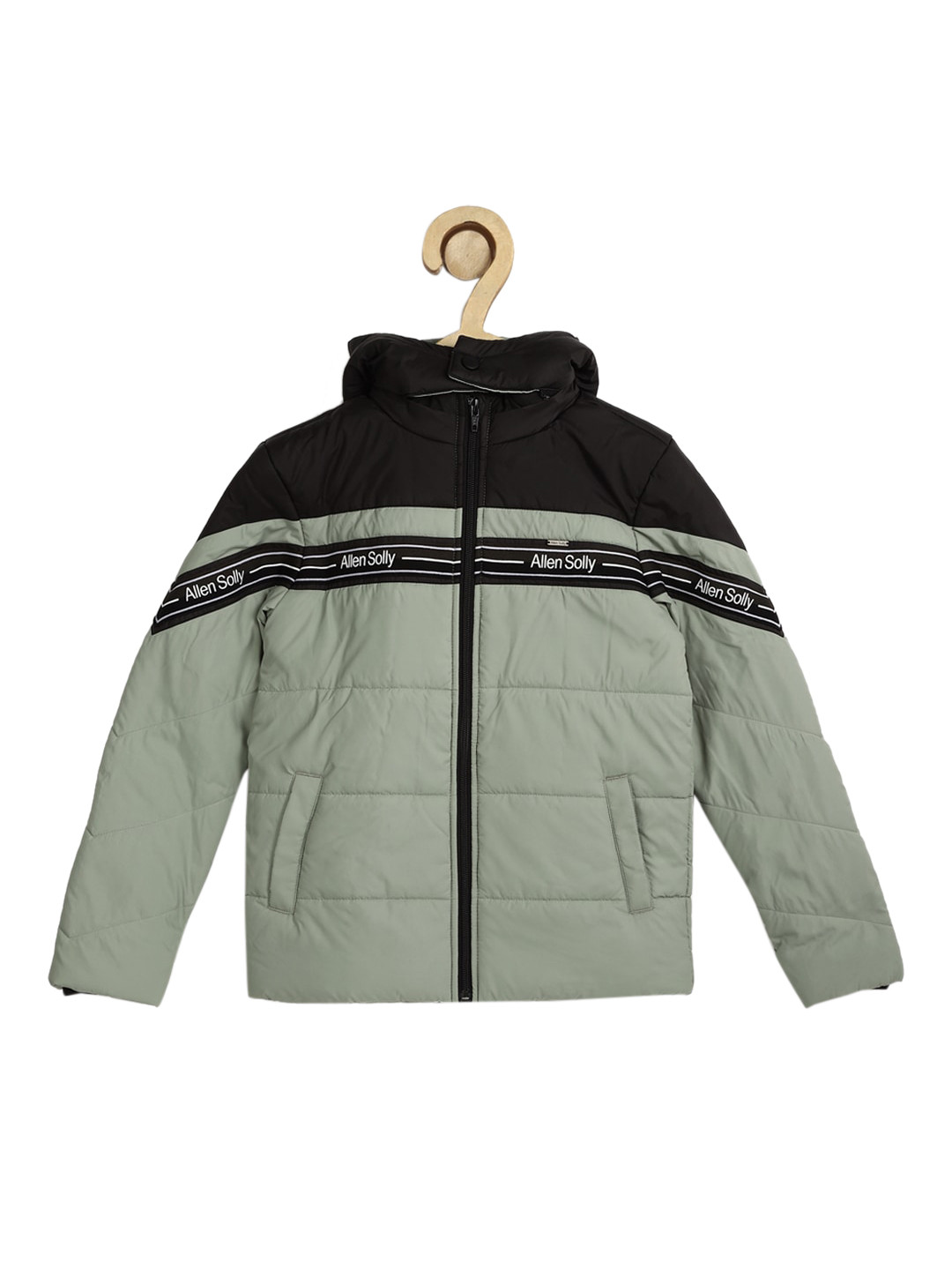 

Allen Solly Junior Boys Green Black Striped Puffer Jacket