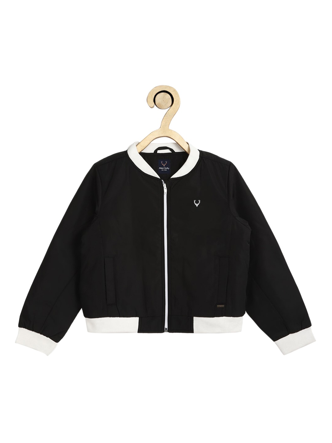 

Allen Solly Junior Boys Black & White Bomber Jacket
