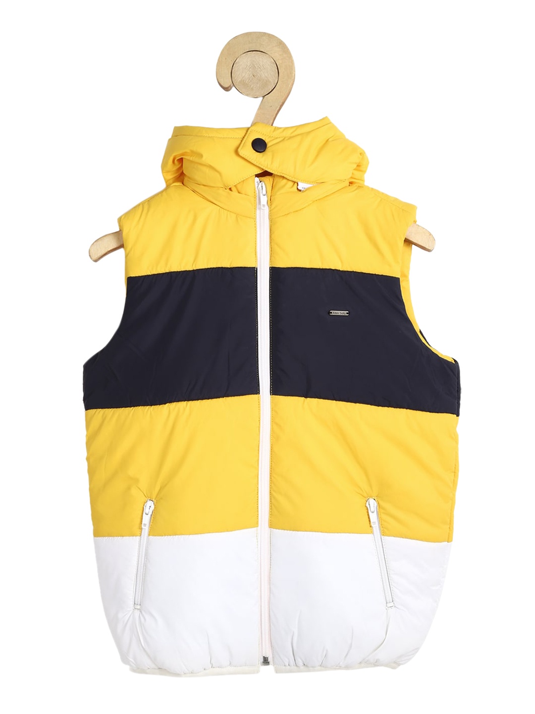 

Allen Solly Junior Boys Yellow White Colourblocked Padded Jacket