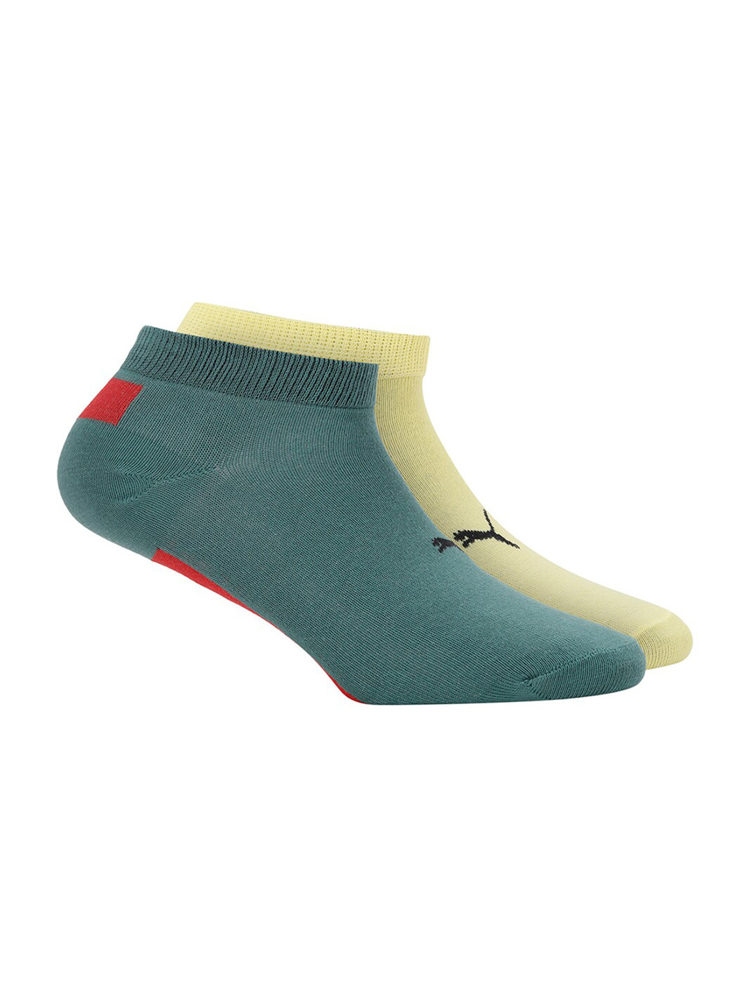 

Puma Unisex Pack of 2 Yellow & Green Printed Ankle-Length Socks