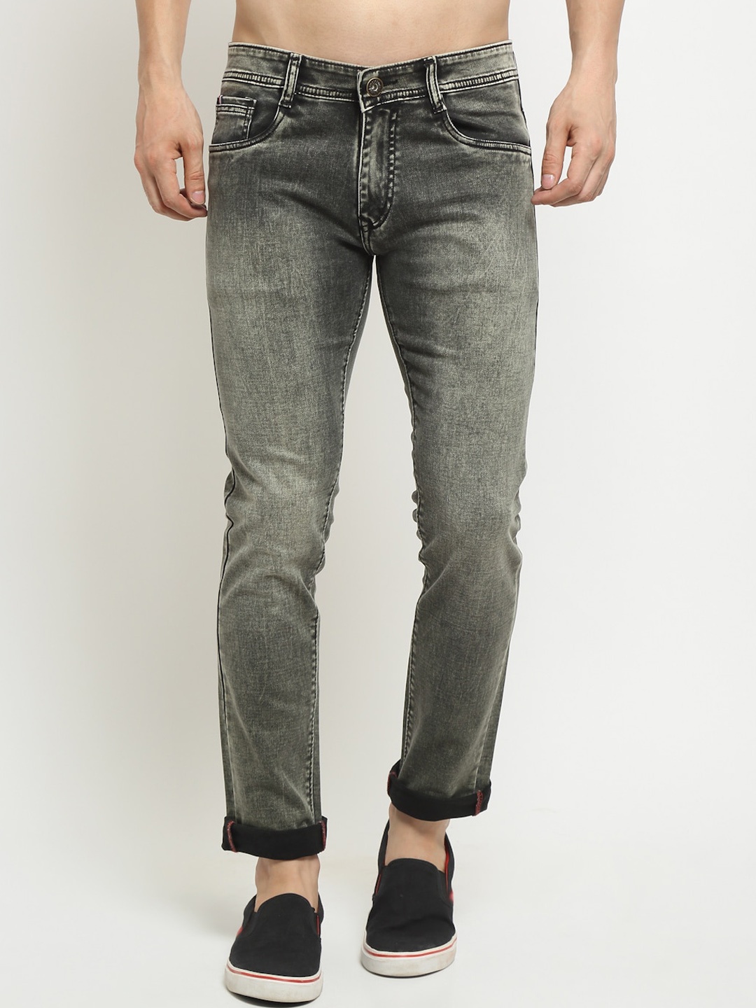 

Rodamo Men Green Slim Fit Heavy Fade Stretchable Jeans