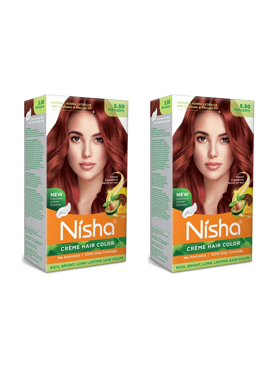 

Nisha Pack of 2 Creme Hair Colour 240g - Mahogany, Red