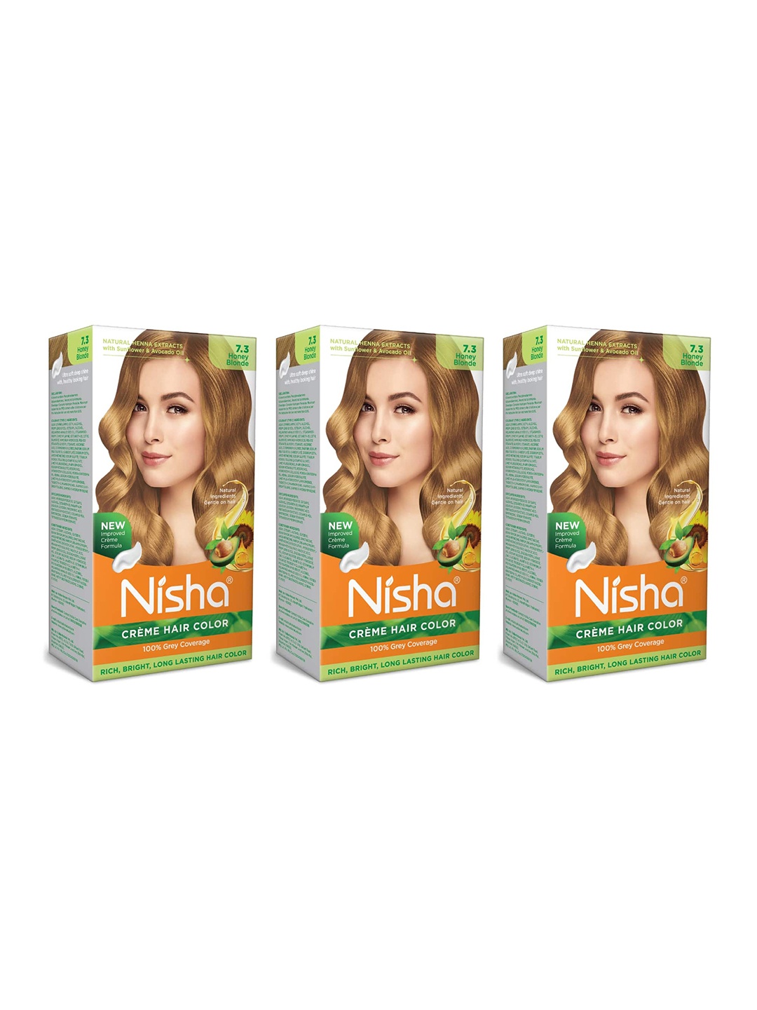 

Nisha Pack of 3 Creme Hair Colour 450g - Honey Blonde, Gold