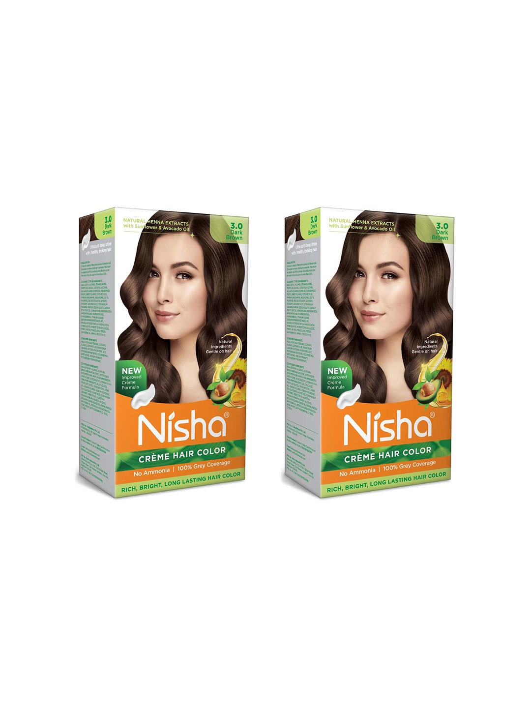

Nisha Unisex Pack of 2 Creme Hair Color 120gm each- Dark Brown