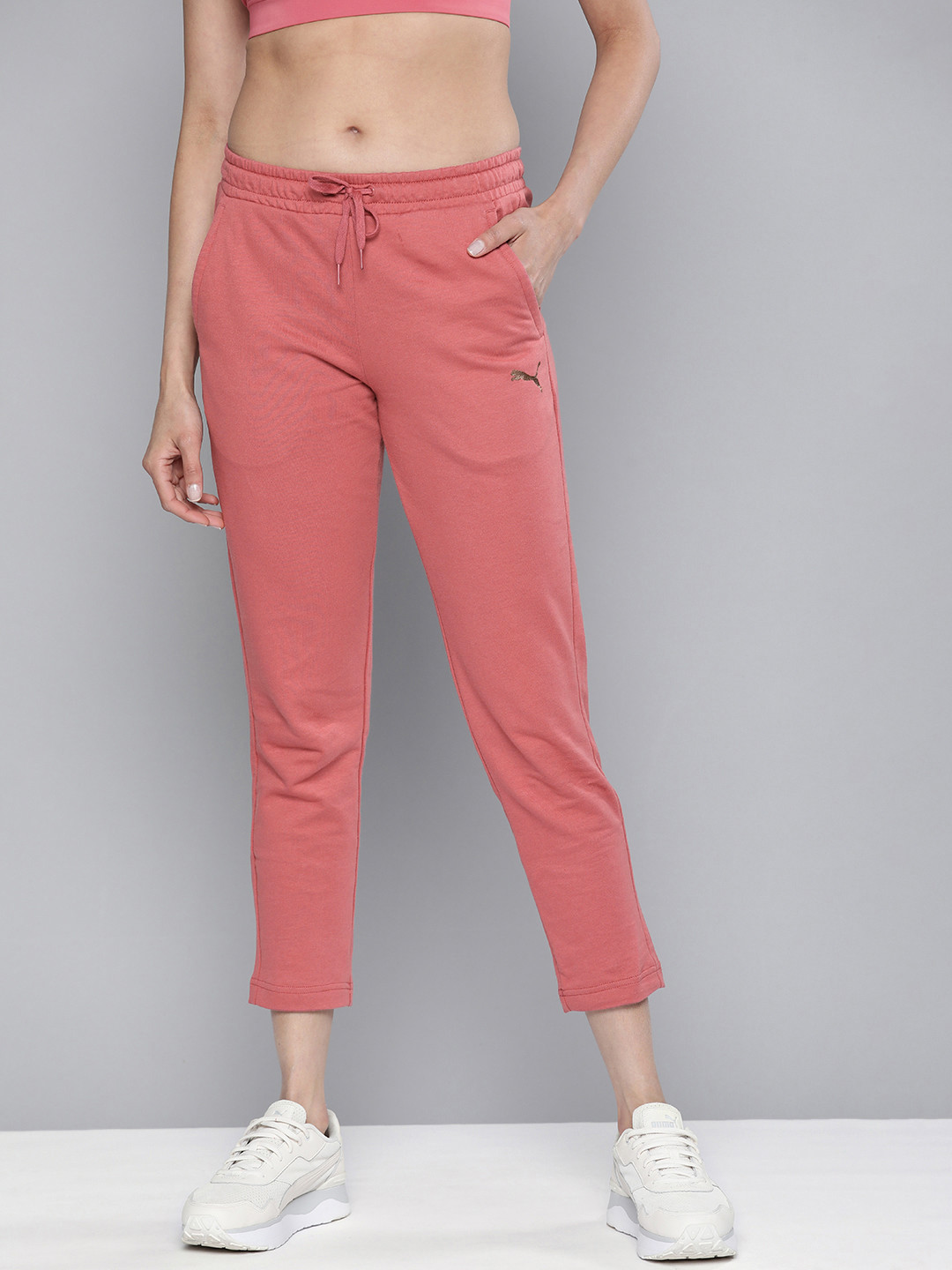 

Puma Women Mauve Solid 7/8 Knitted Slim Fit Track Pant