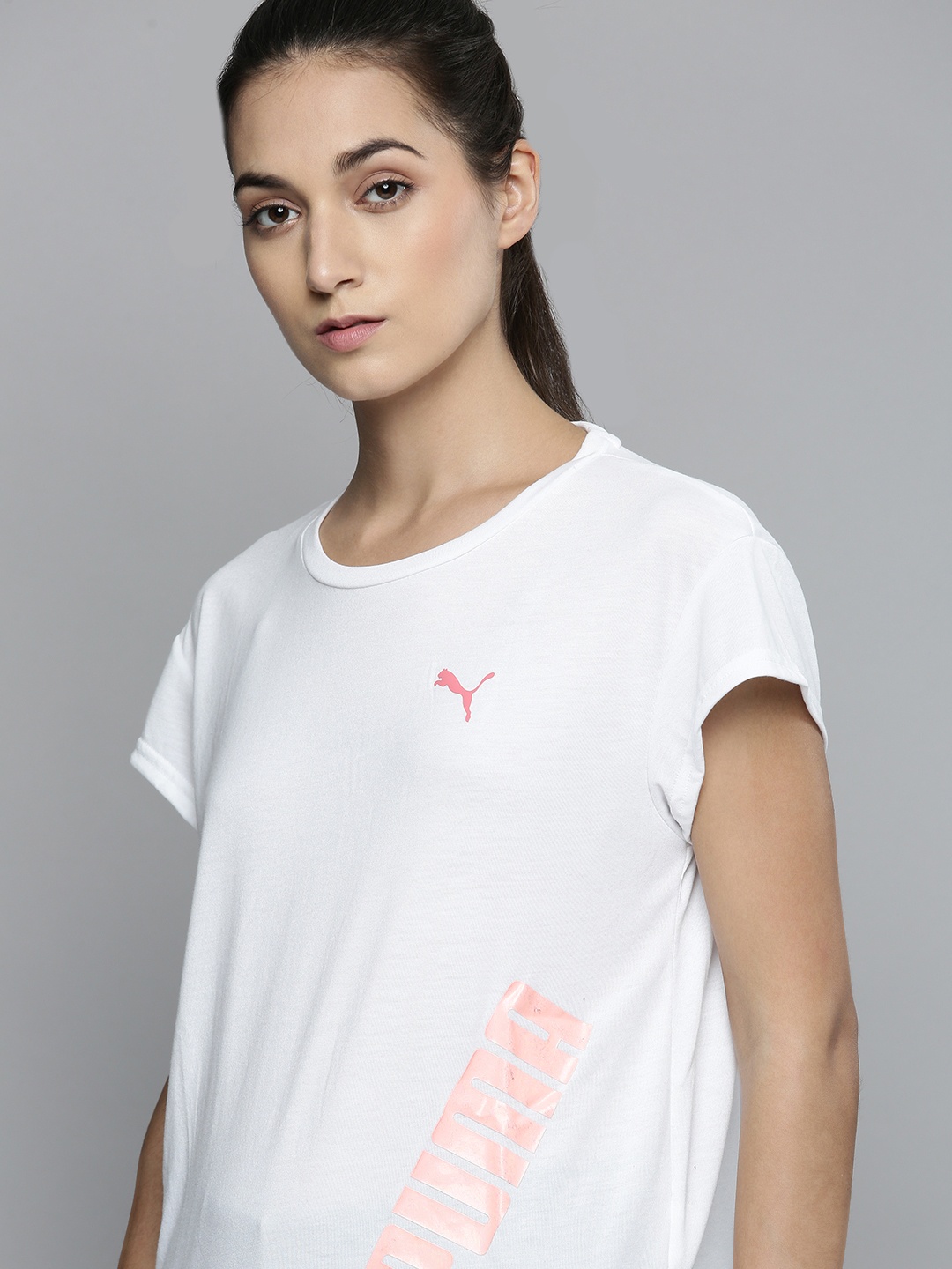 

Puma Women White Brand Logo Printed dryCELL Modern Sports Relaxed Fit T-shirt