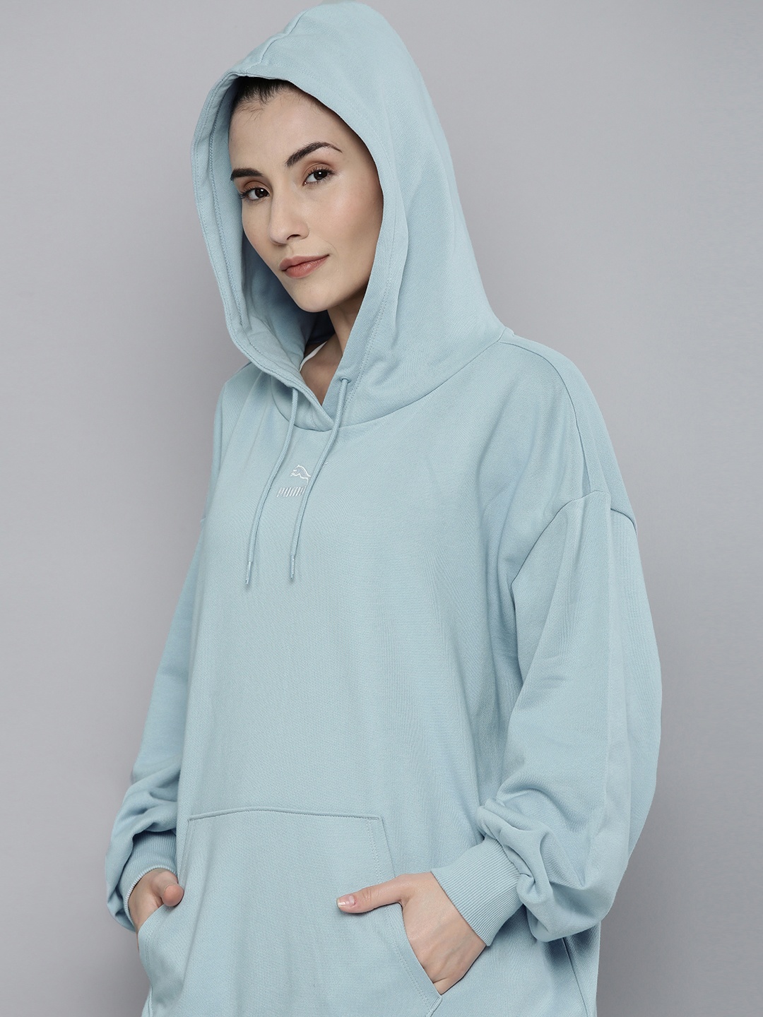 

Puma Women Light Blue Oversized Hooded Sweatshirt