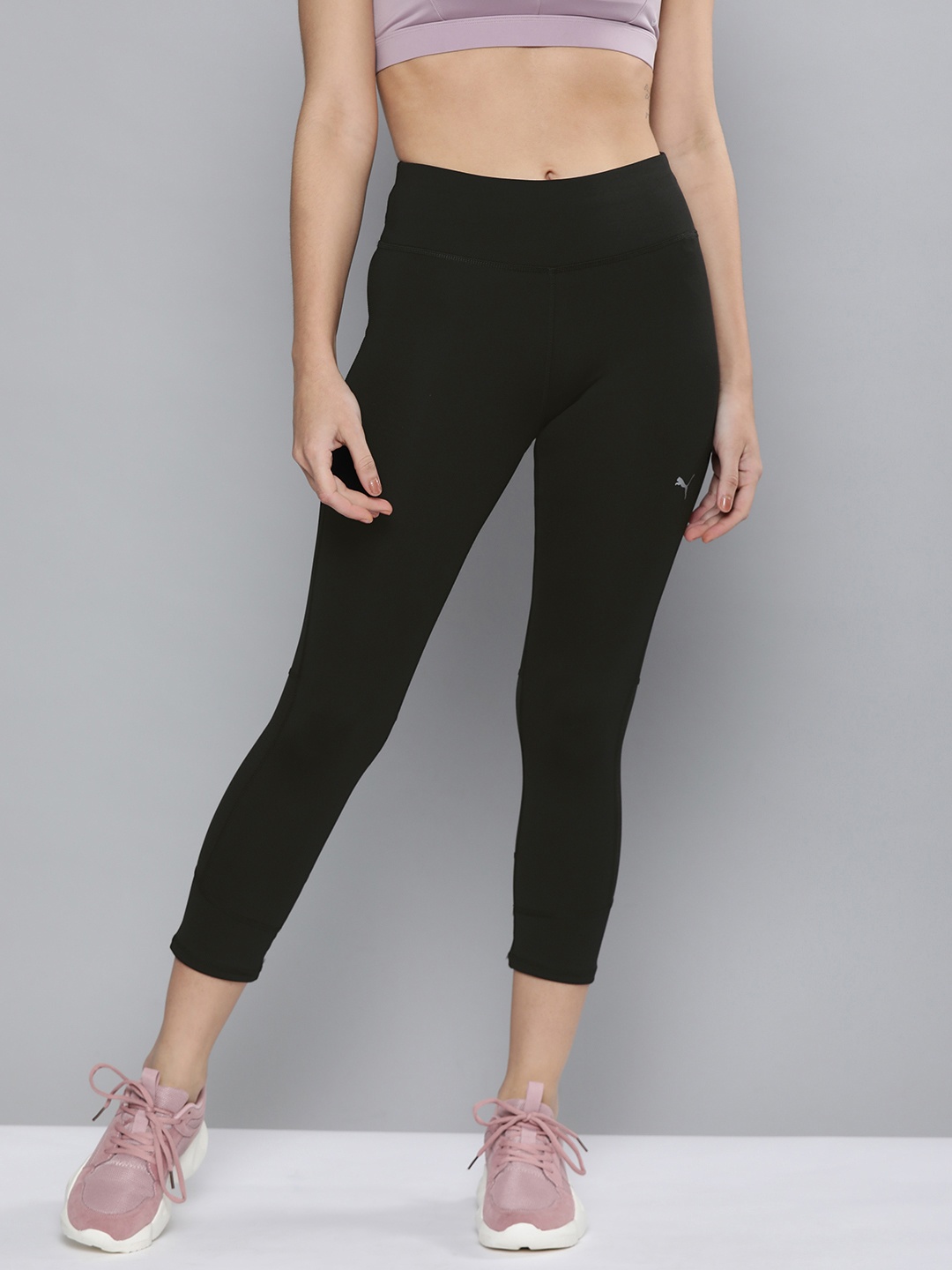 

Puma Women Black Solid Favourite 3/4 Running Slim Tights