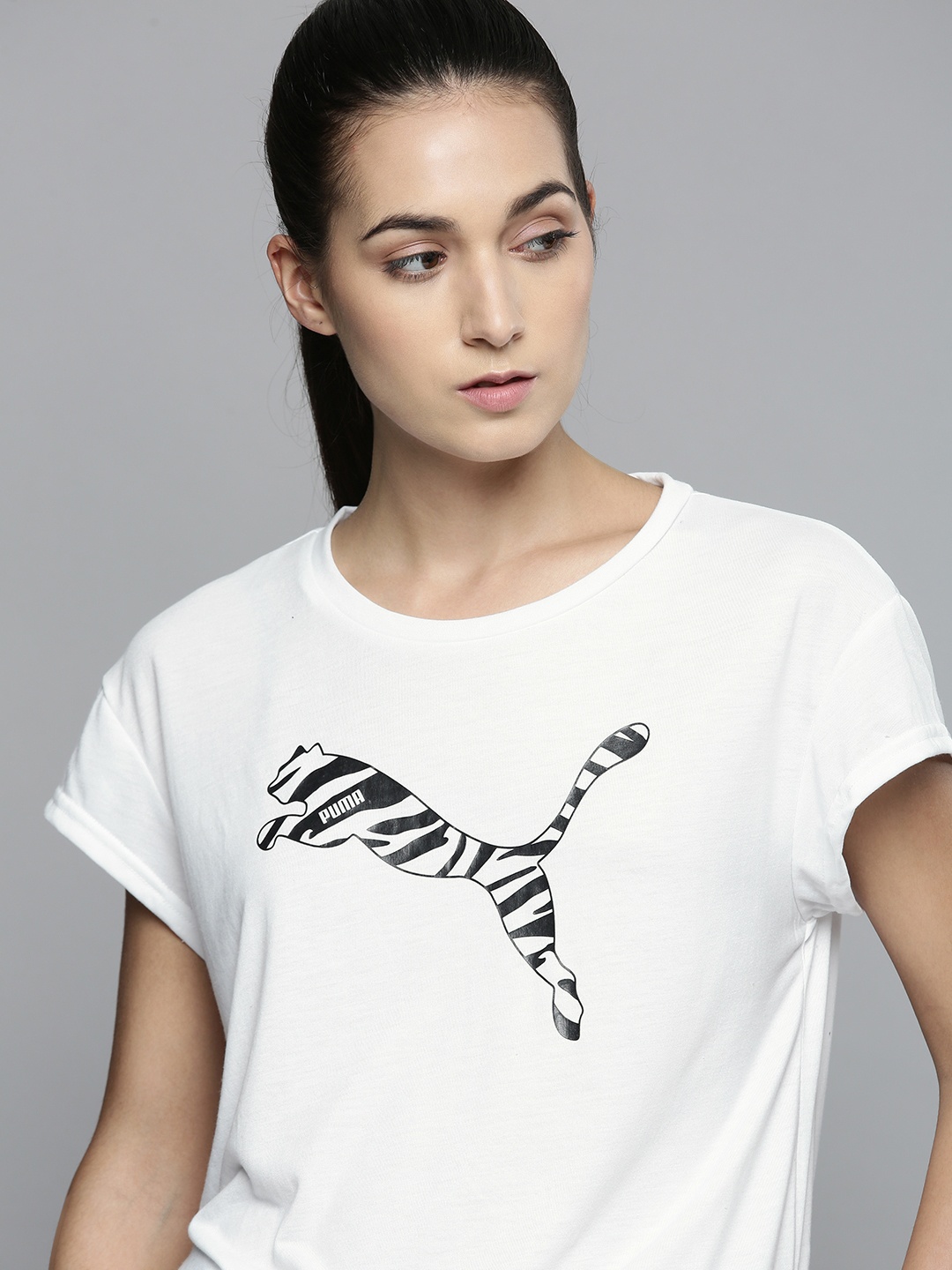 

Puma Women White Brand Logo Printed dryCELL Modern Sports Relaxed Fit T-shirt