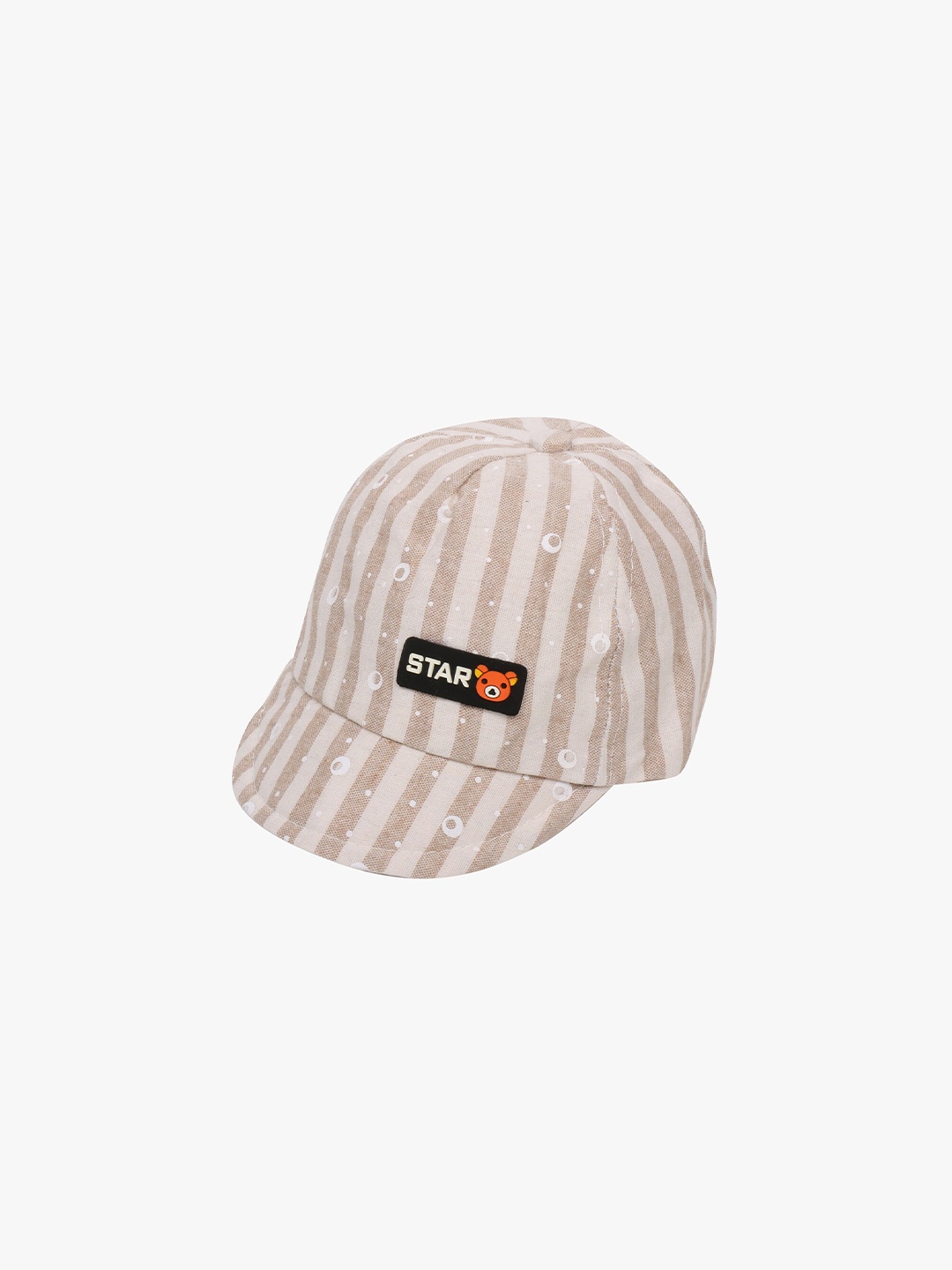 

POKORY Unisex Kids Brown & Off White Striped Baseball Cap