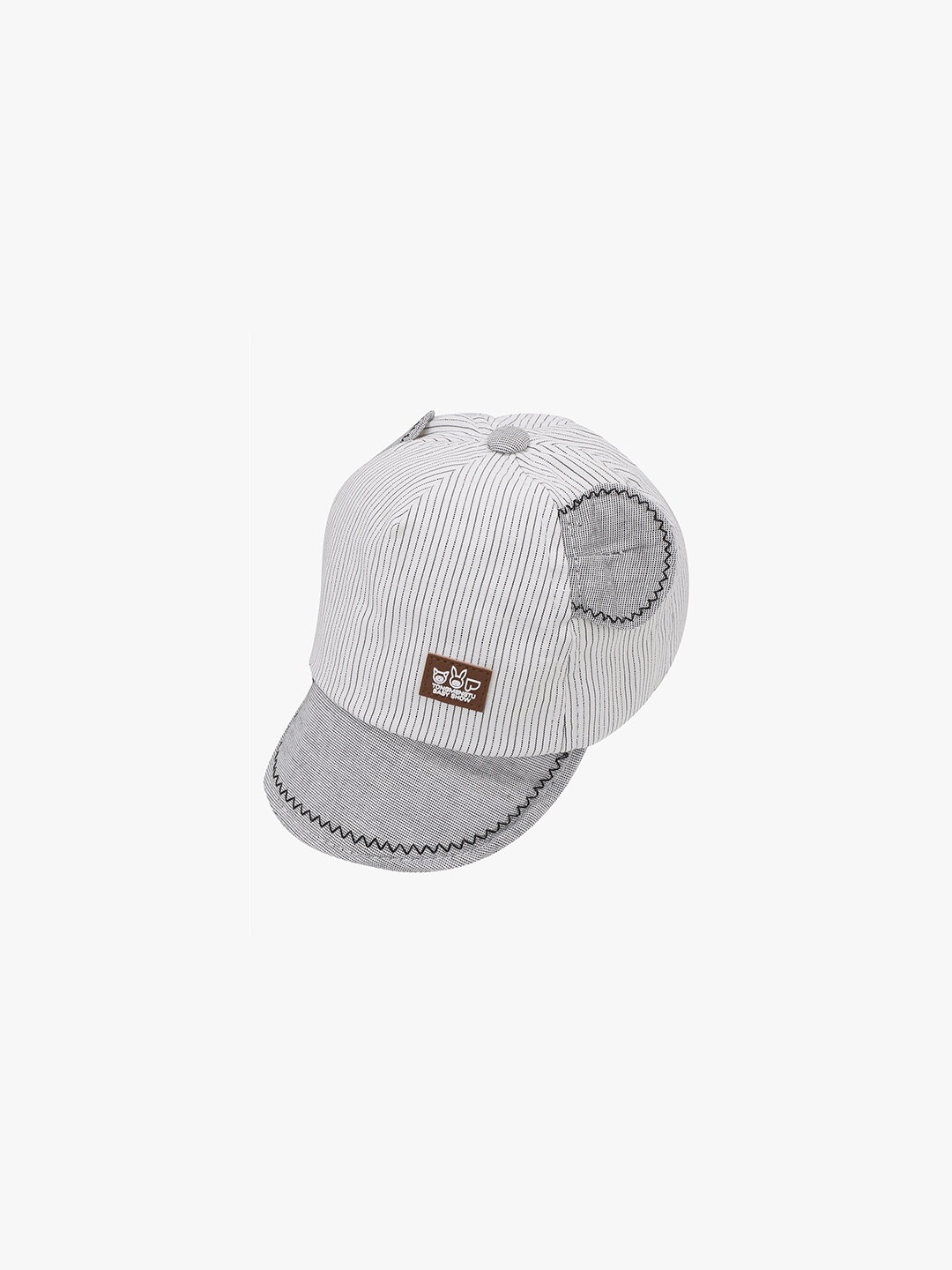 

POKORY Unisex Kids Grey & Off White Striped Baseball Cap