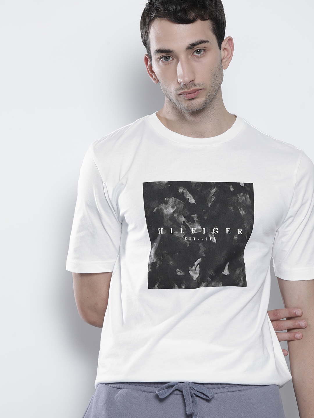 

Tommy Hilfiger Men White Printed Pure Cotton T-shirt