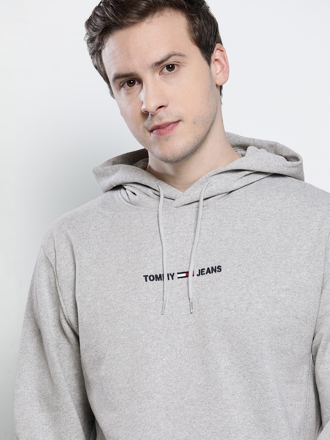 

Tommy Hilfiger Men Grey & Black Printed Hooded Sweatshirt