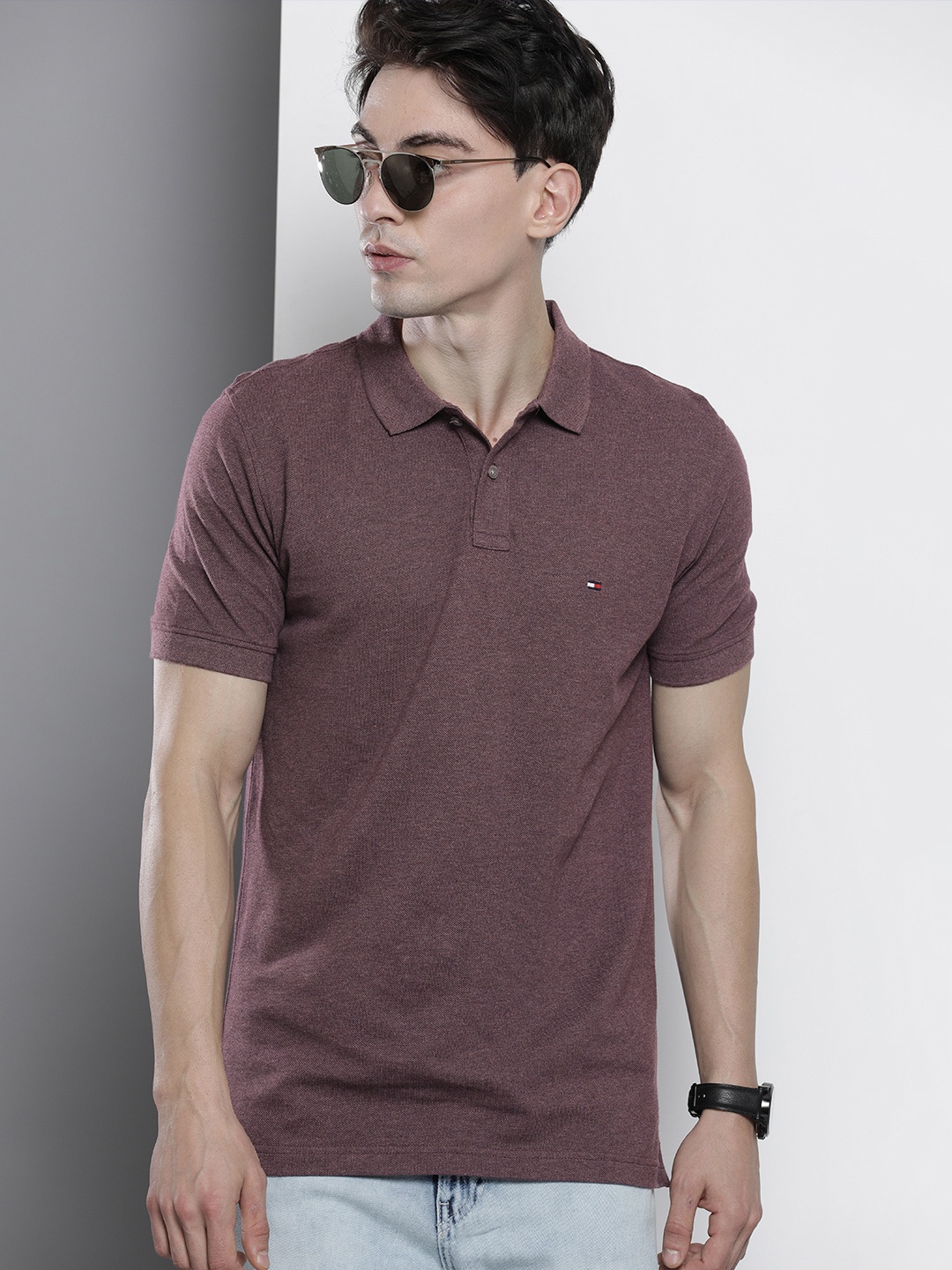 

Tommy Hilfiger Men Burgundy Polo Collar T-shirt