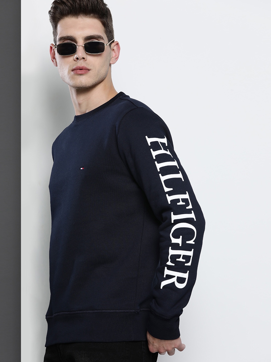 

Tommy Hilfiger Men Navy Blue & White Printed Sweatshirt
