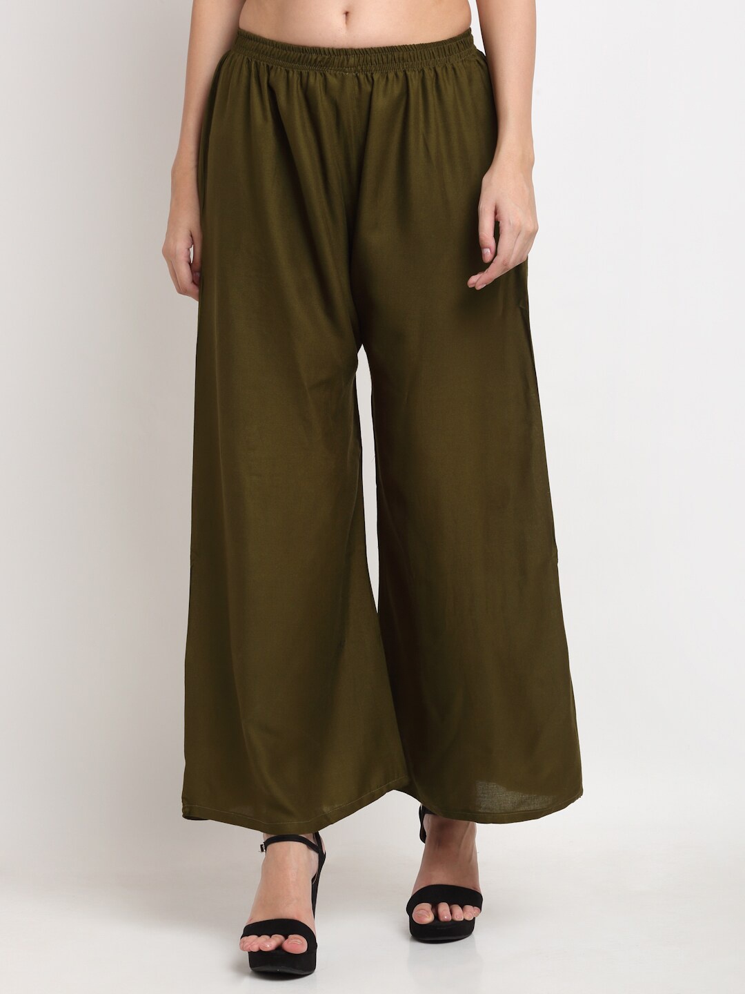 

Miaz Lifestyle Women Green Solid Straight Palazzos