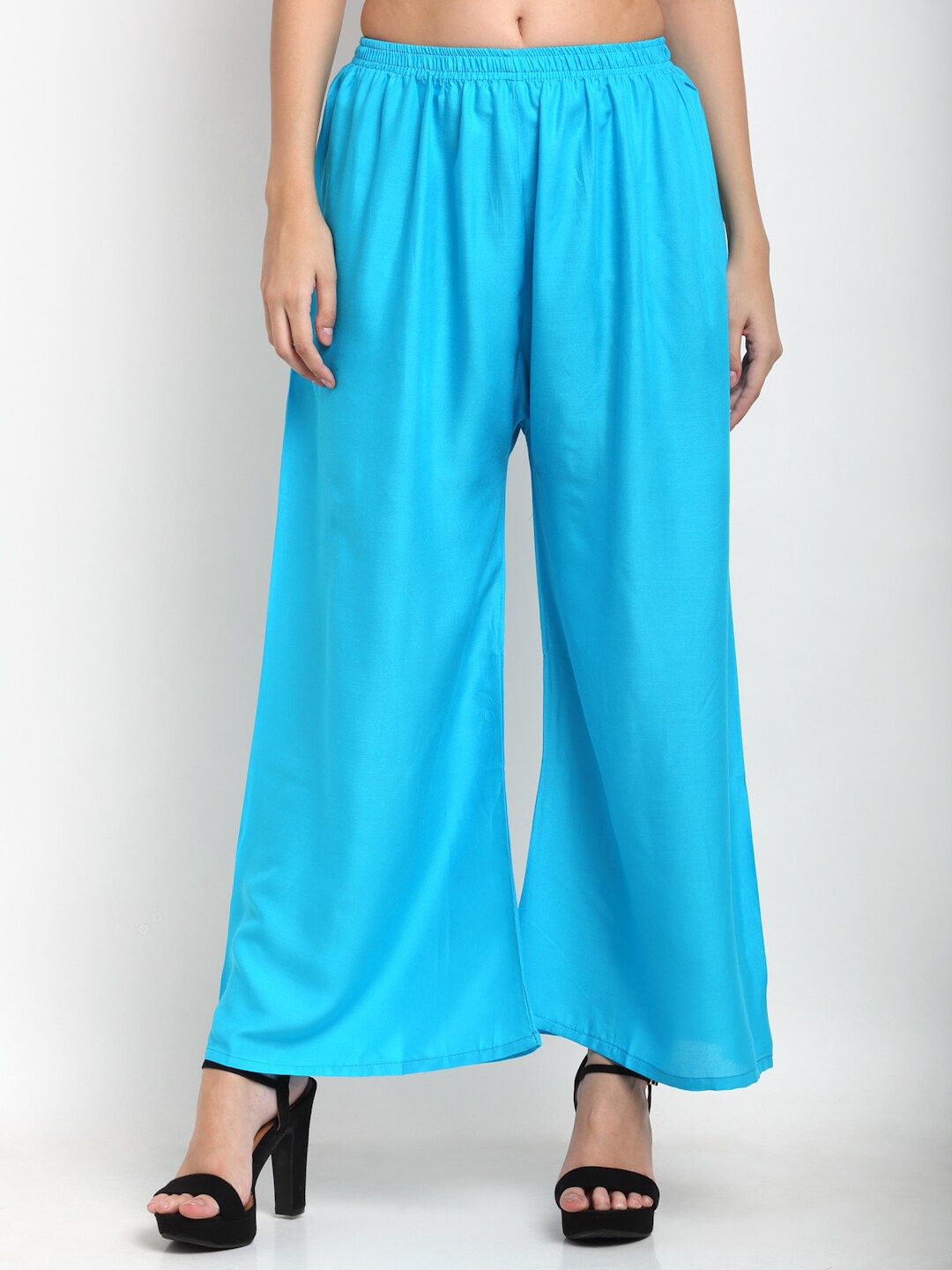 

Miaz Lifestyle Women Turquoise Blue Ethnic Palazzos