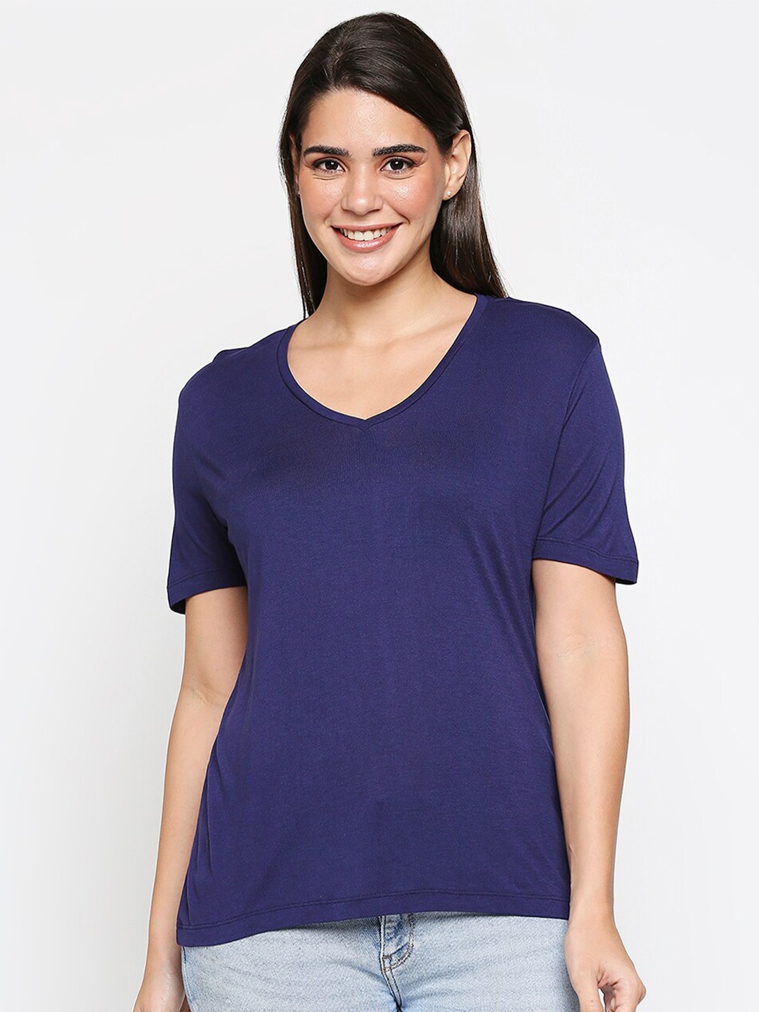 

20Dresses Women Navy Blue V-Neck T-shirt