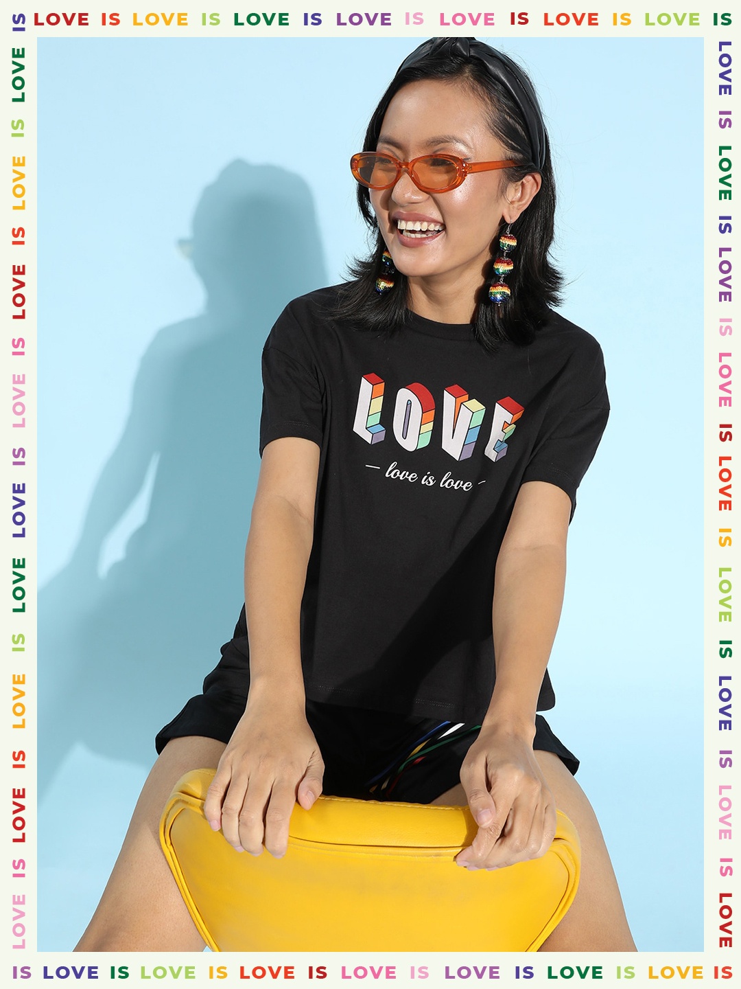 

HERENOW Women Black Typography Talking Tee