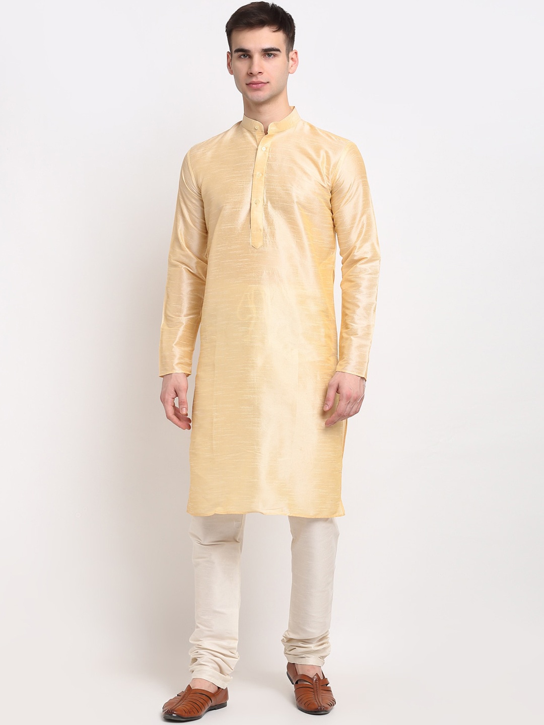 

Jompers Men Gold-Toned Regular Dupion Silk Kurta with Churidar