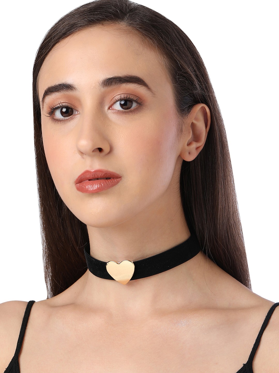 

AMI Gold-Toned & Black Gold-Plated Choker Necklace