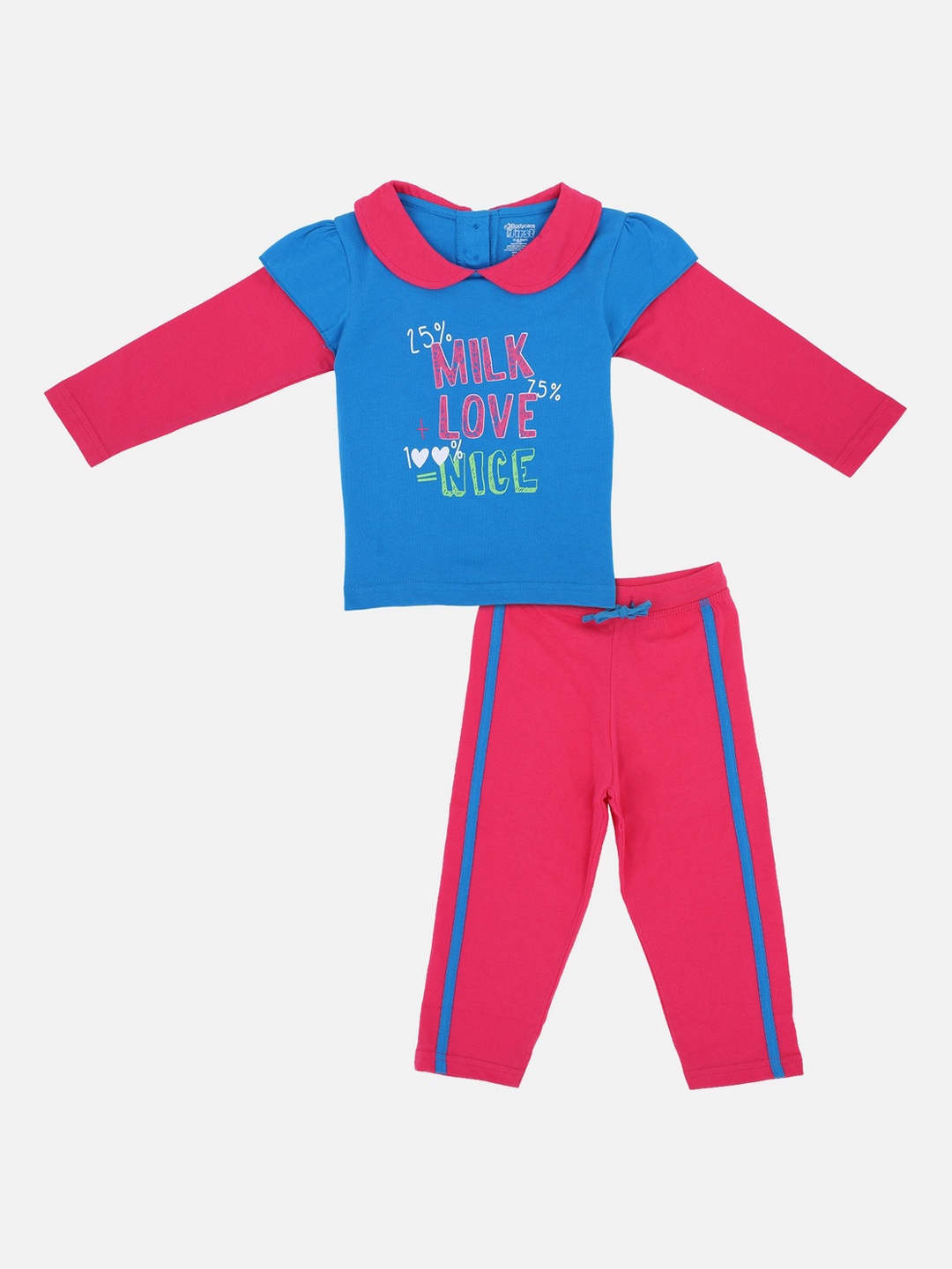 

Bodycare Kids Girls Blue Round Neck Full Sleeves Night Suit