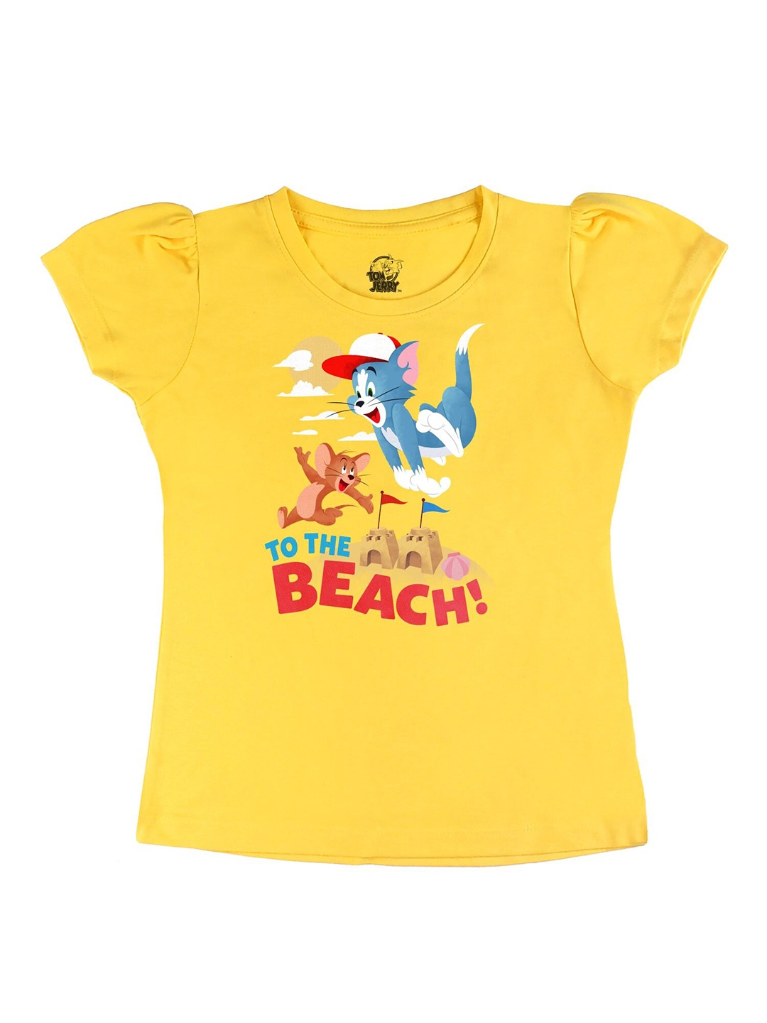 

Tom & Jerry Girls Yellow Printed T-shirt