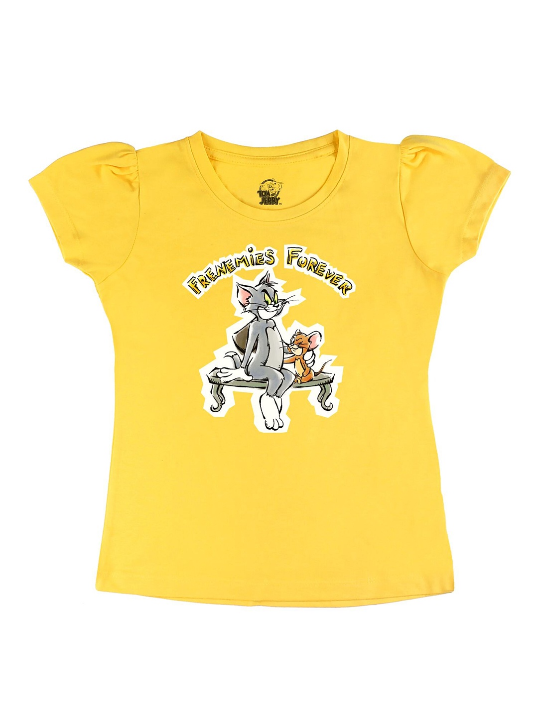 

Tom & Jerry Girls Yellow Printed T-shirt