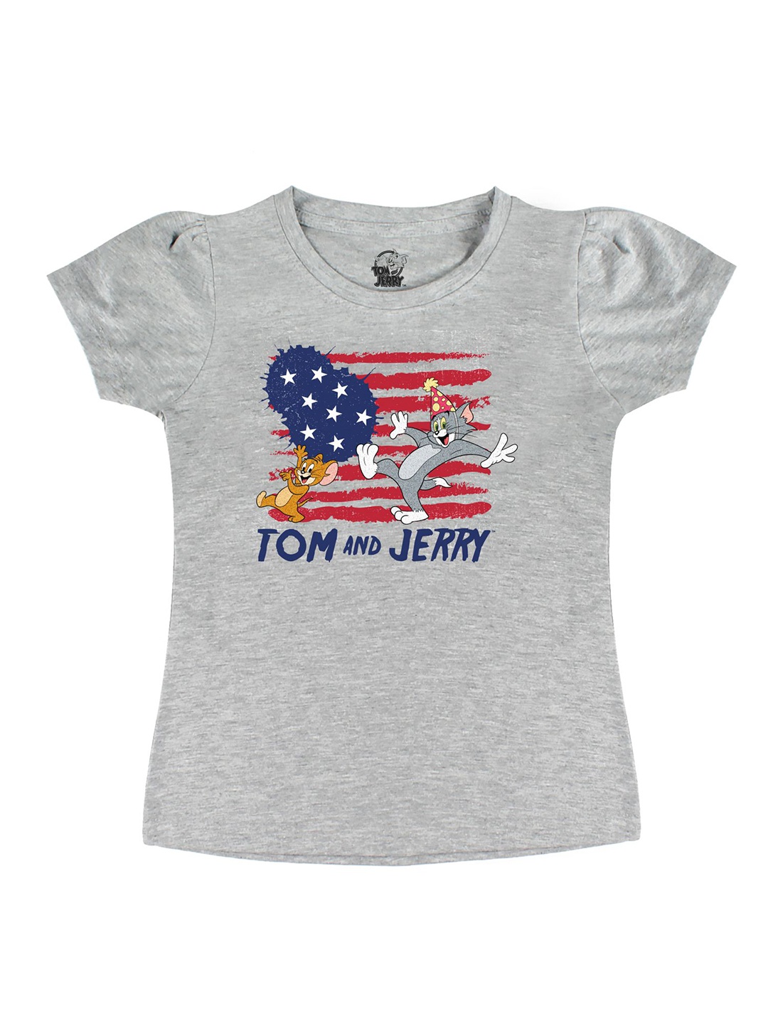 

Tom & Jerry Girls Grey Printed T-shirt