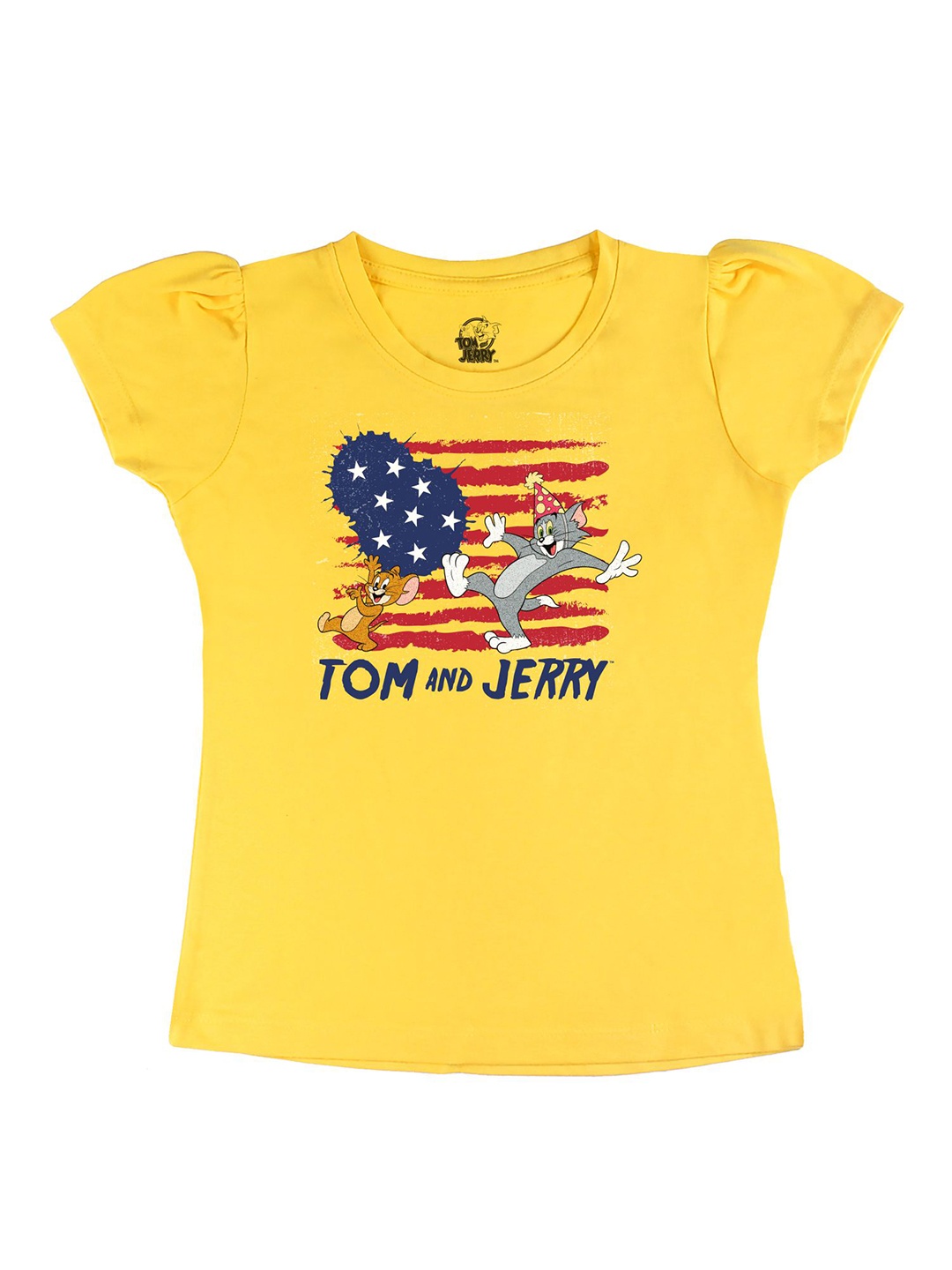 

Tom & Jerry Girls Yellow Printed T-shirt