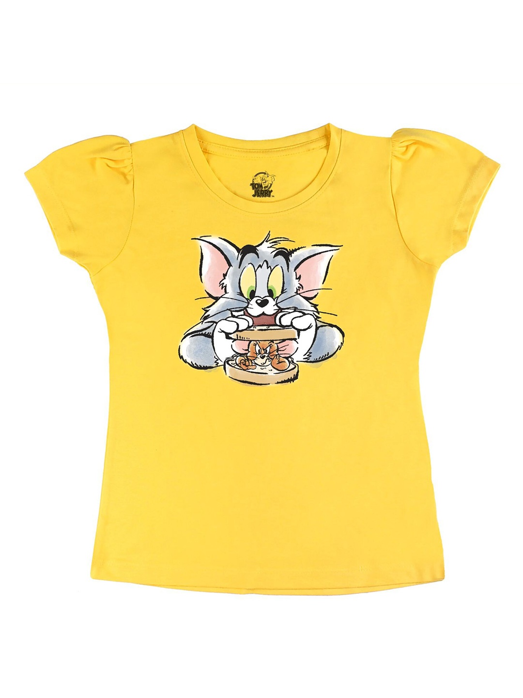 

Tom & Jerry Girls Yellow Printed T-shirt