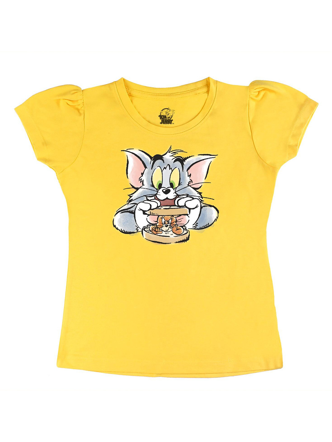 

Tom & Jerry Girls Yellow Printed T-shirt