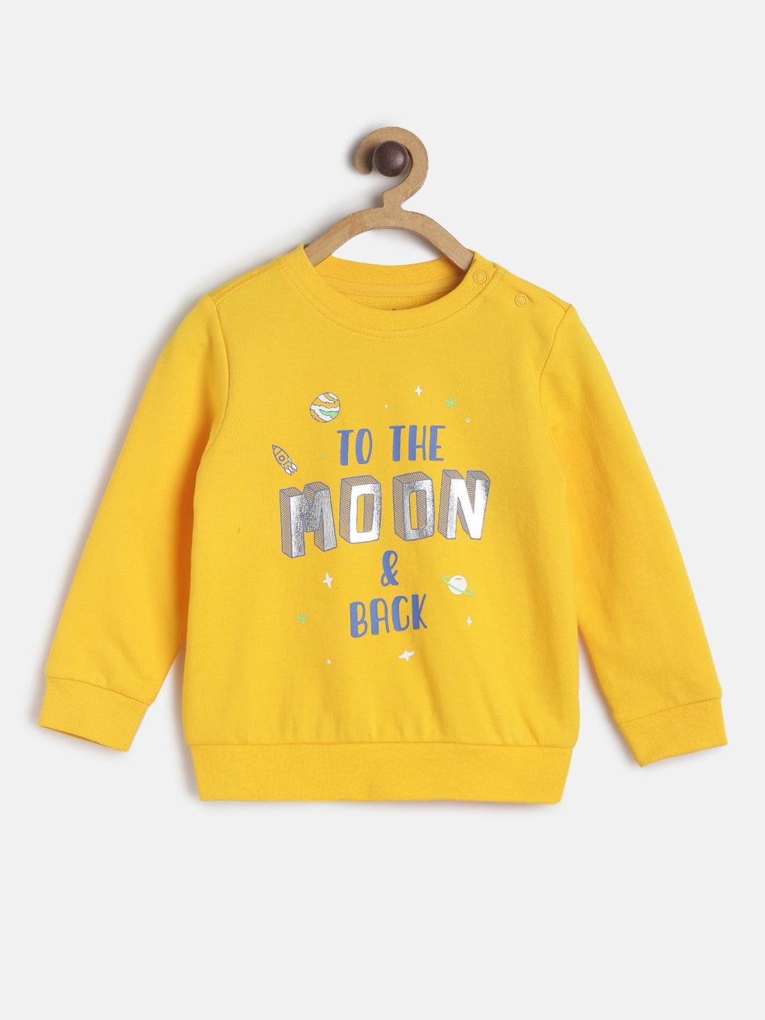 

MINI KLUB Boys Yellow & White Typography Printed Cotton Sweatshirt