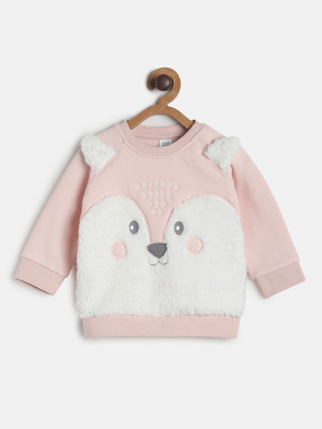 

MINI KLUB Boys Pink & White Self Design Sweatshirt