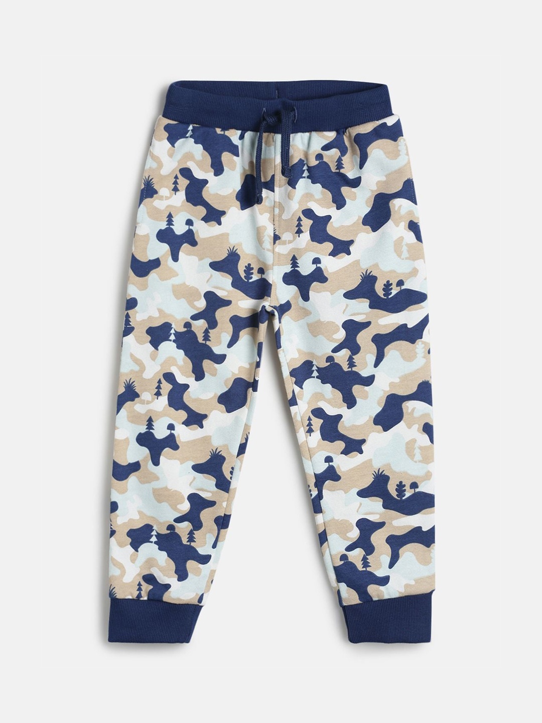 

MINI KLUB Infants Boys Navy Blue & Beige Camouflage Printed Joggers