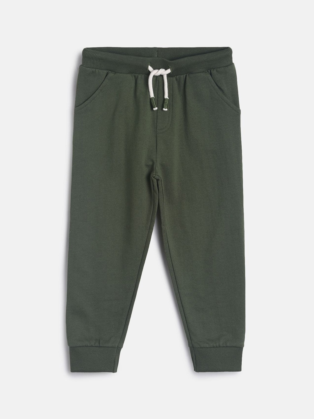 

MINI KLUB Infant Boys Olive Green Solid Pure Cotton Joggers