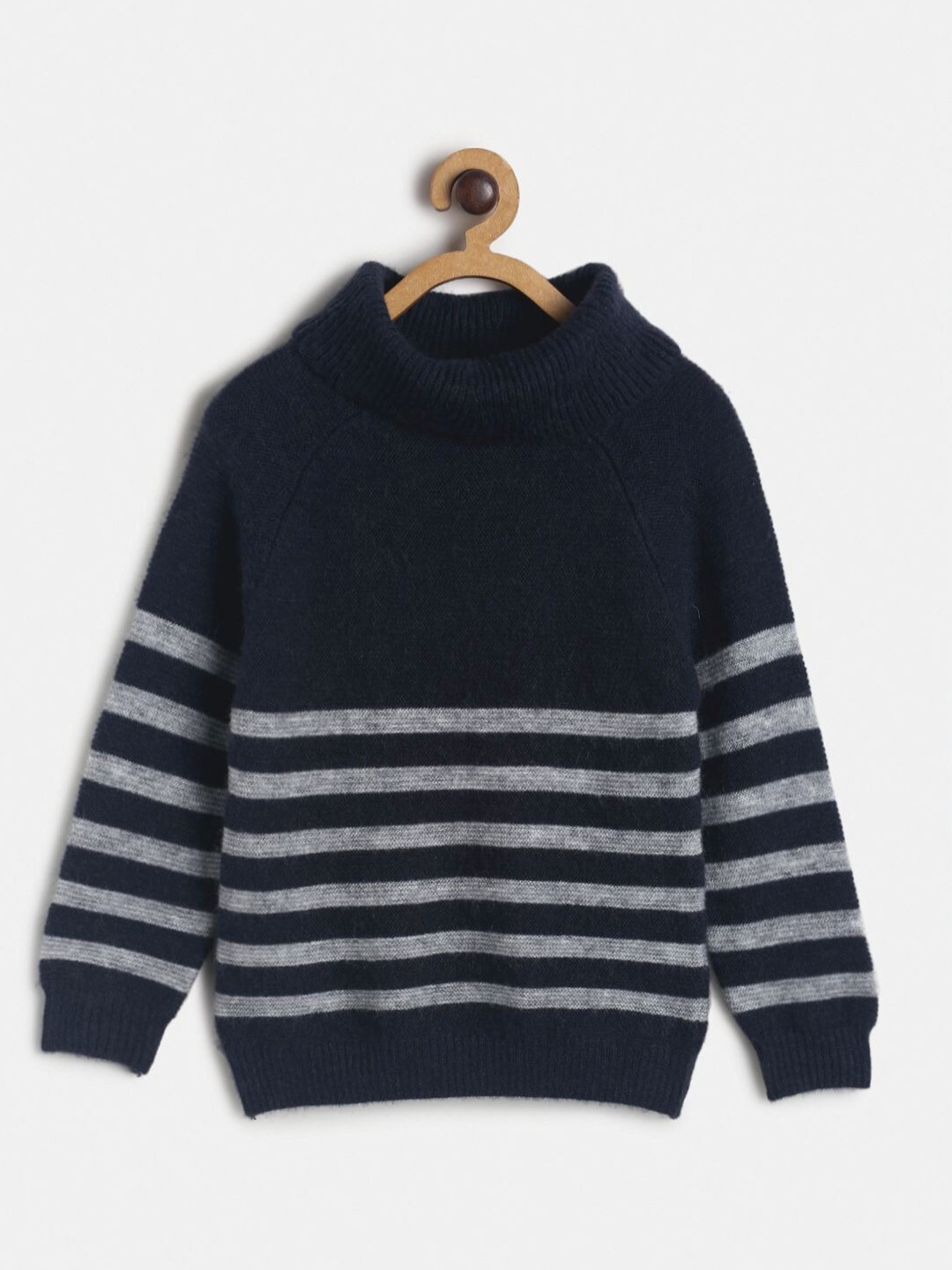 

MINI KLUB Boys Navy Blue Striped Turtle Neck Sweater