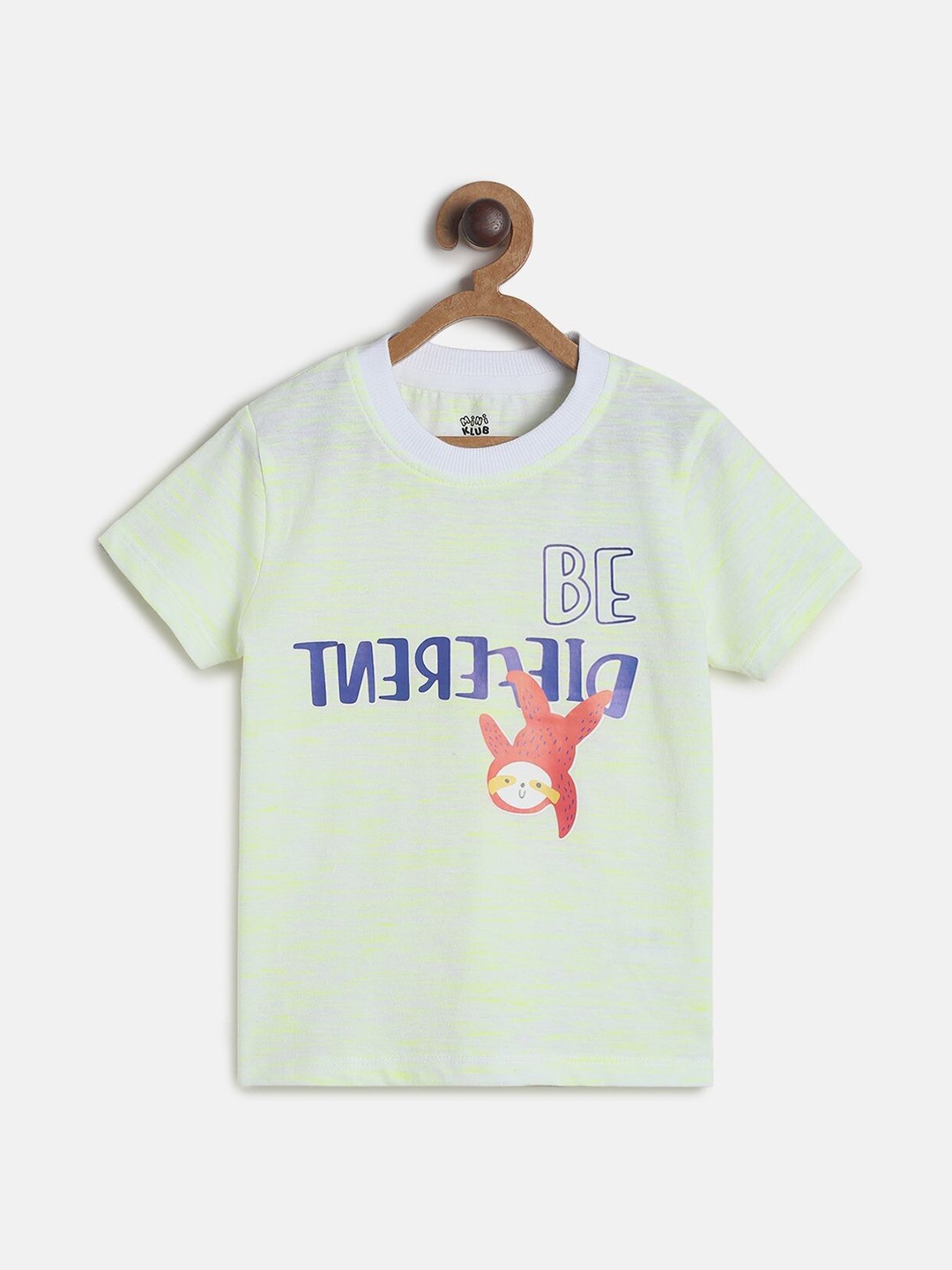 

MINI KLUB Boys Yellow Blue Typography Printed Cotton Pure Cotton T-shirt