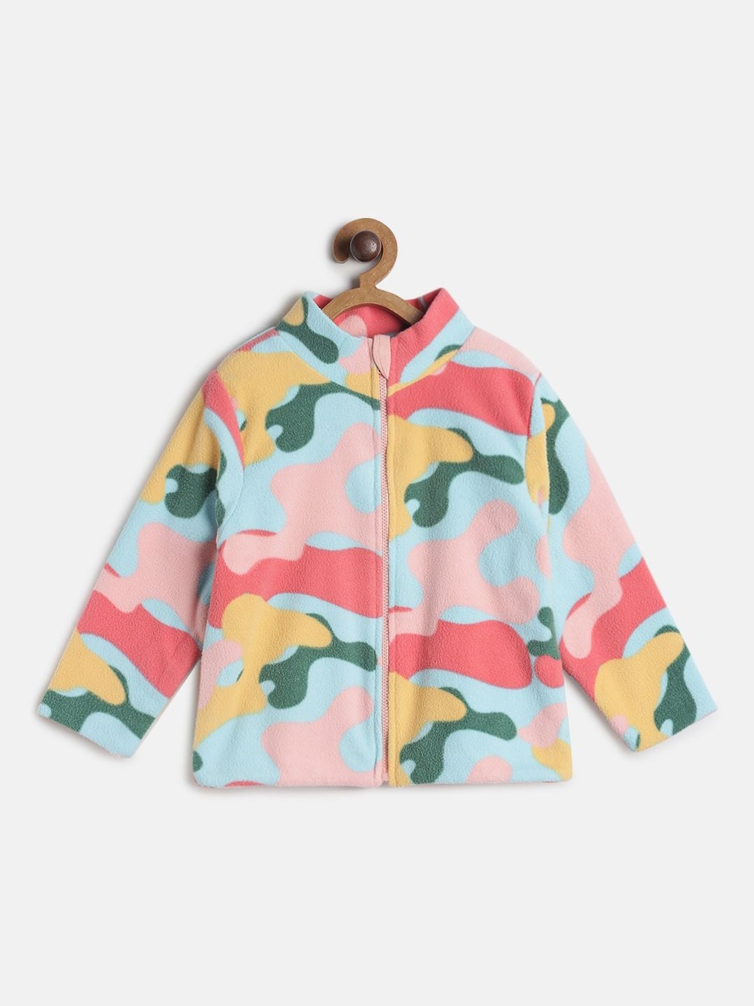

MINI KLUB Girls Blue & Green Camouflage Printed Lightweight Bomber Jacket