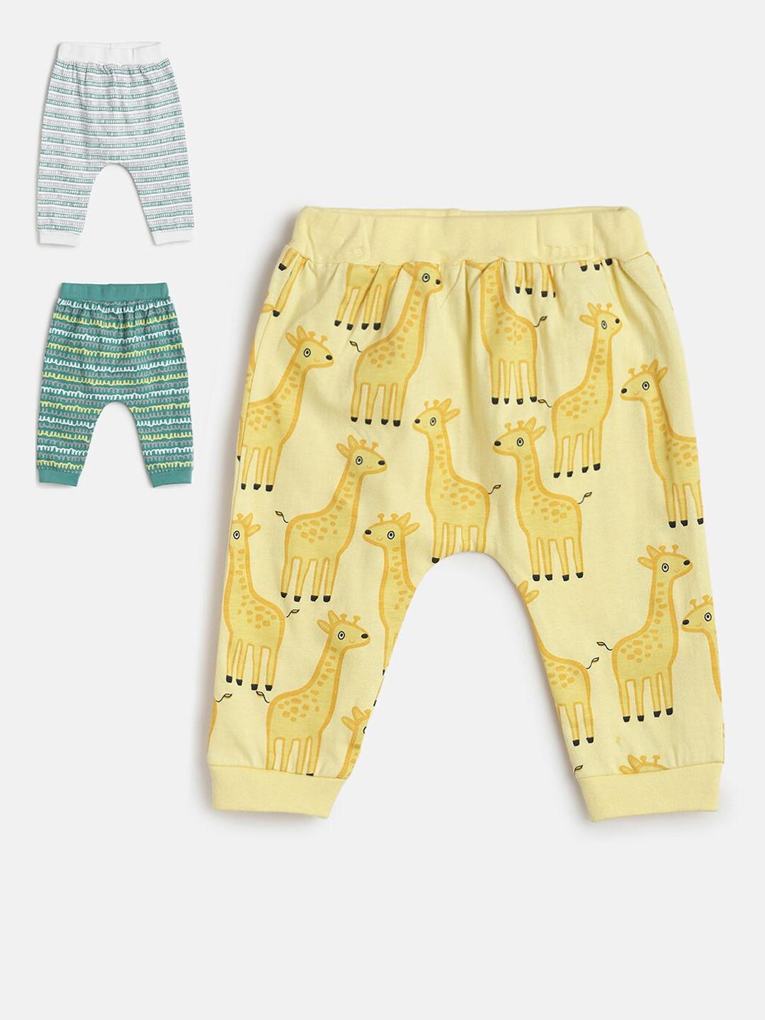 

MINI KLUB Infant Boys Pack Of 3 Printed Pure Cotton Joggers, Yellow