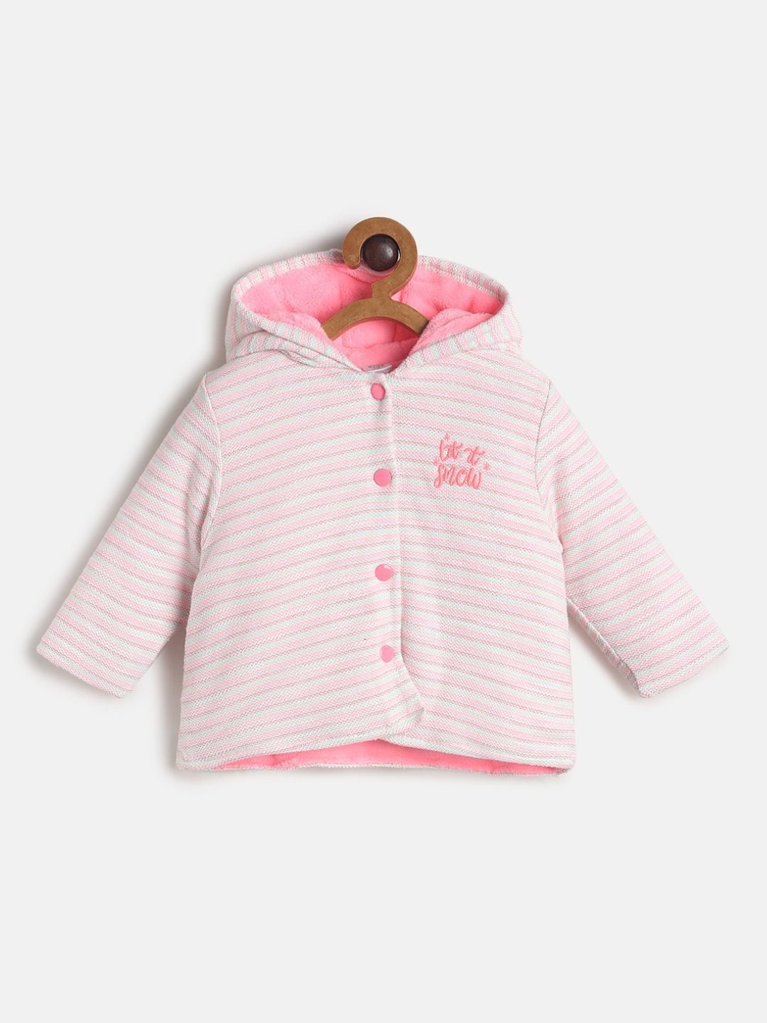 

MINI KLUB Girls Pink & White Striped Lightweight Tailored Jacket with Embroidered Detail