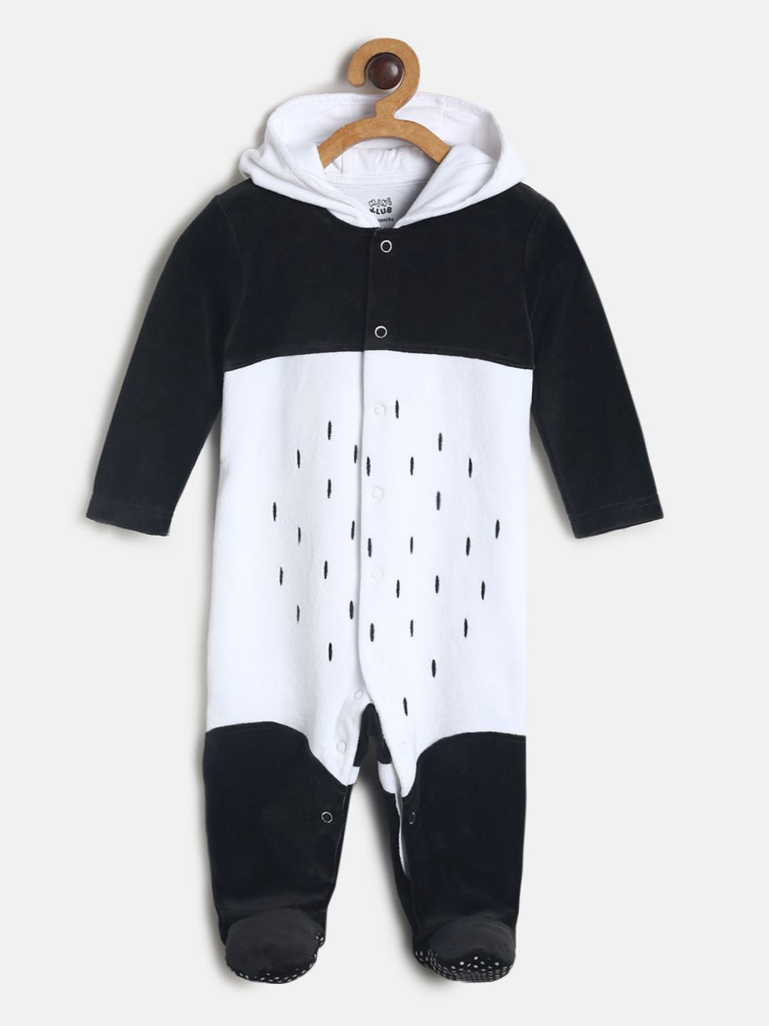 

MINI KLUB Infants Kids White & Black Colourblocked Sleepsuit