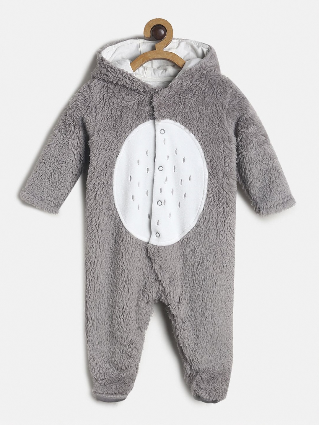 

MINI KLUB Infant Kids Grey & White Colourblocked Sleepsuit