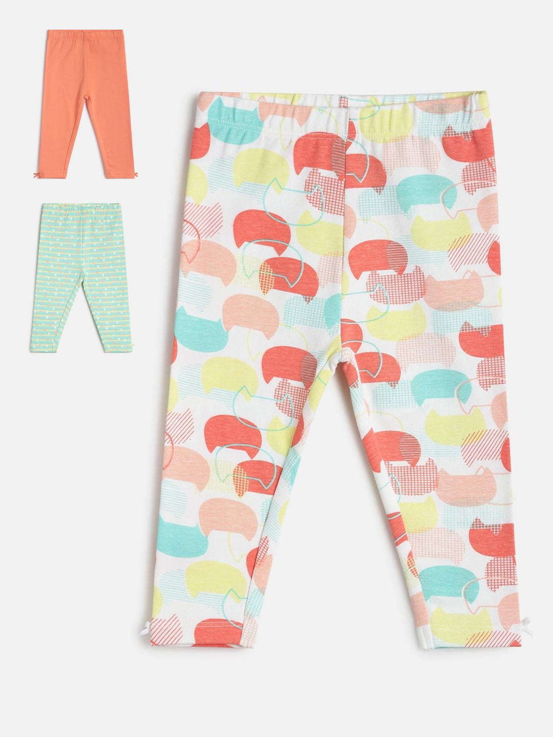 

MINI KLUB Infant Girls Pack Of 3 Ankle-Length Leggings, Orange
