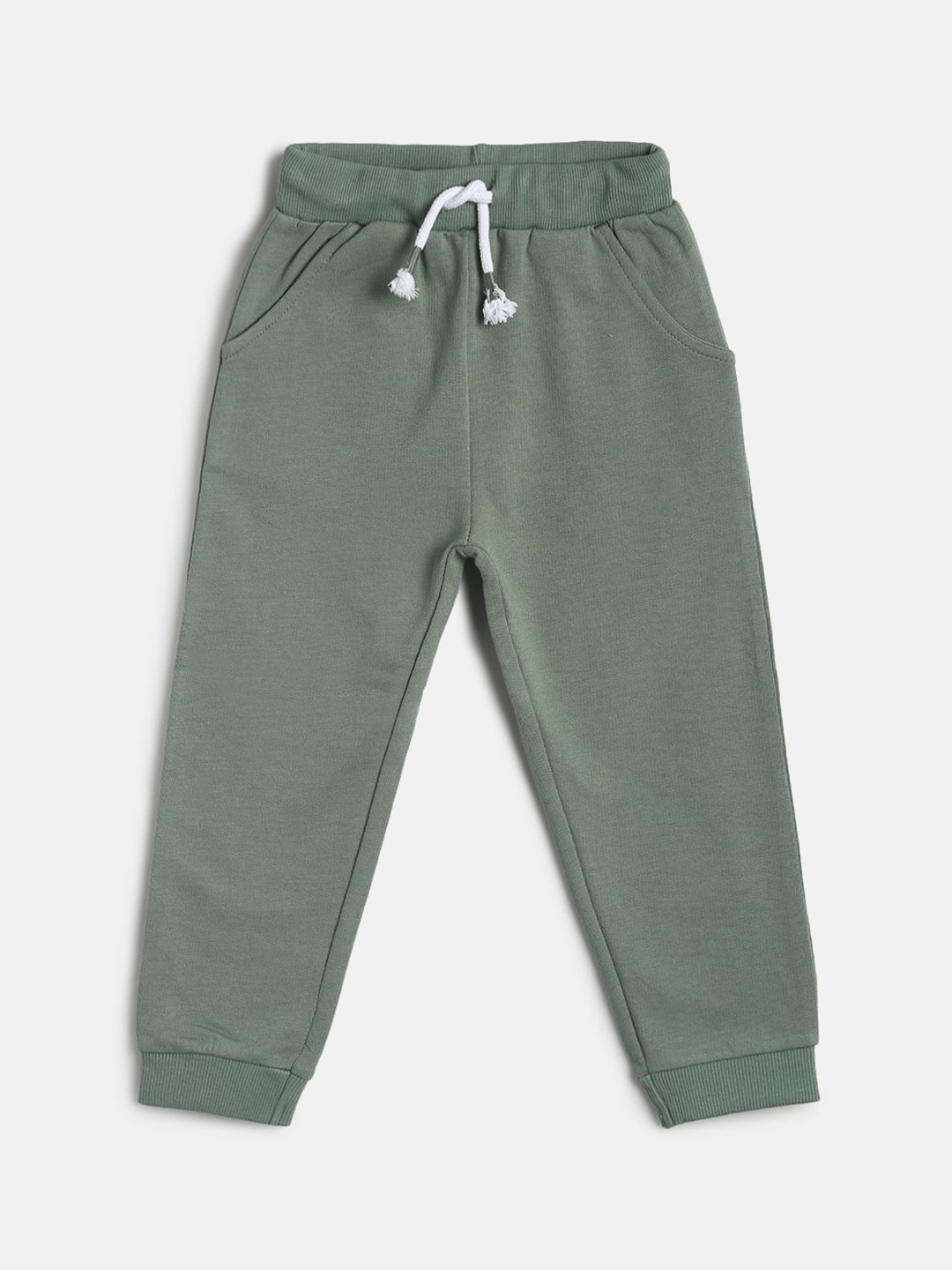 

MINI KLUB Infant Boys Olive Green Solid Pure Cotton Joggers