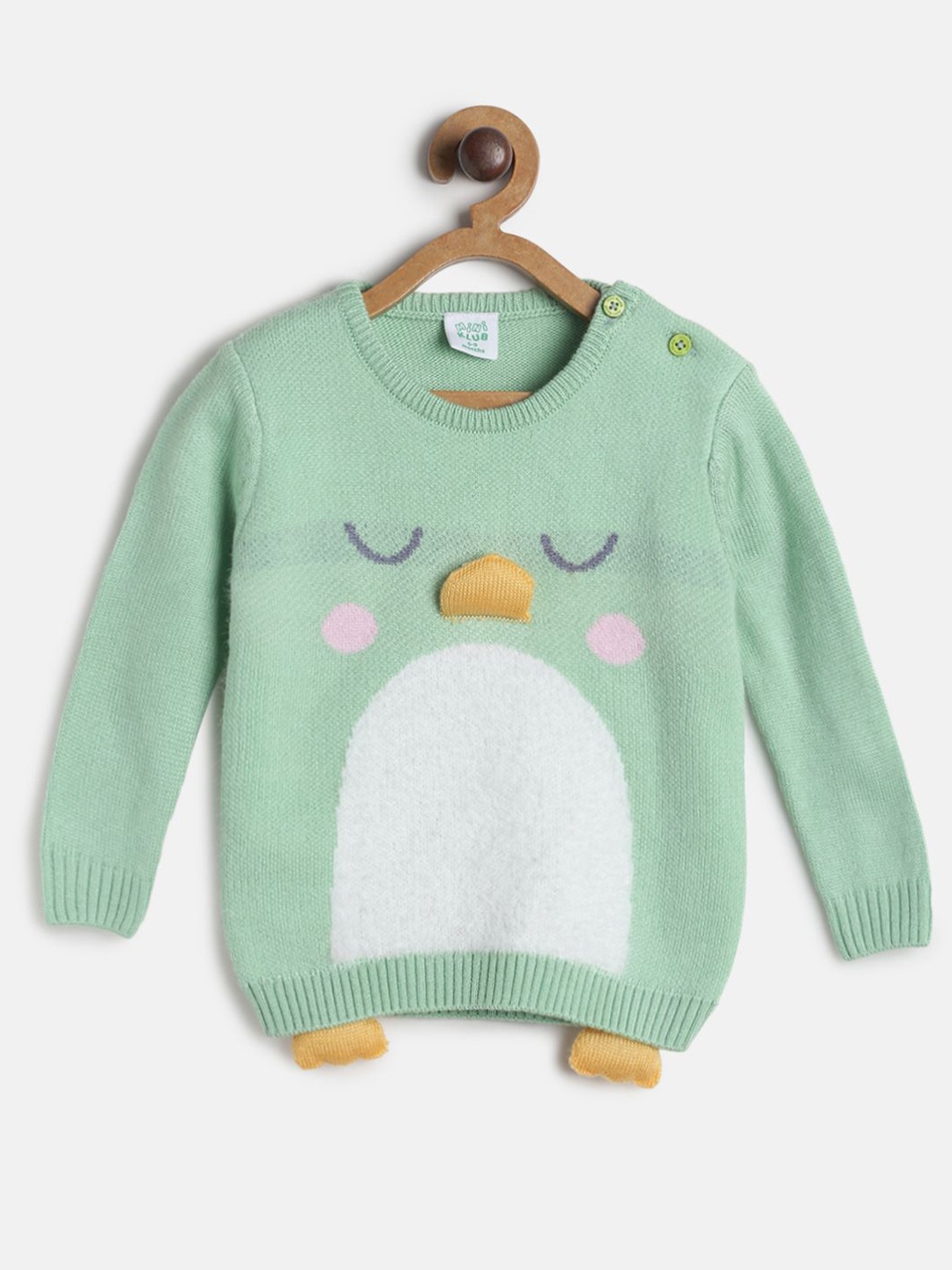 

MINI KLUB Girls Green & White Quirky Printed Pullover
