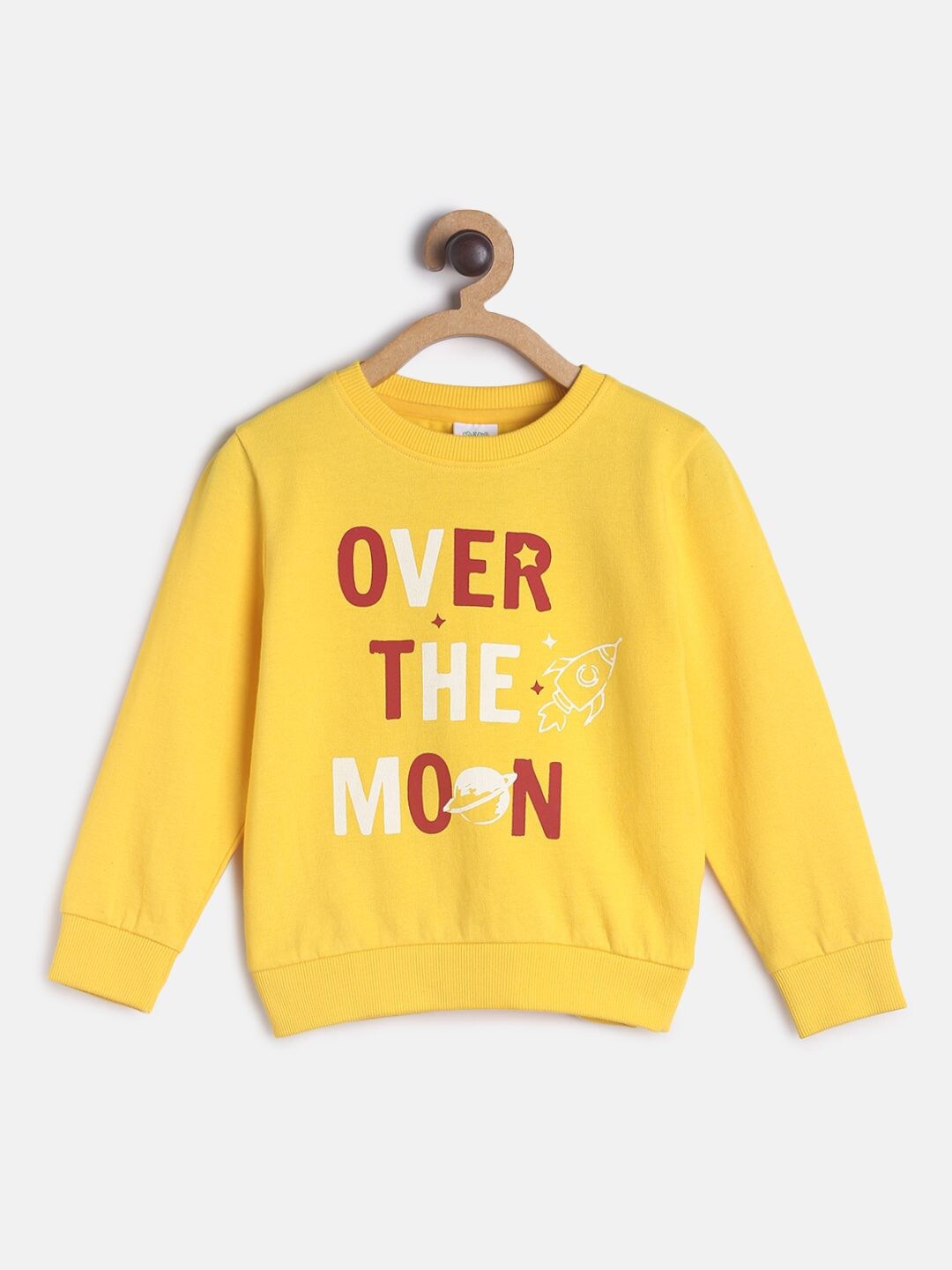 

MINI KLUB Boys Yellow & Red Typography Printed Cotton Sweatshirt