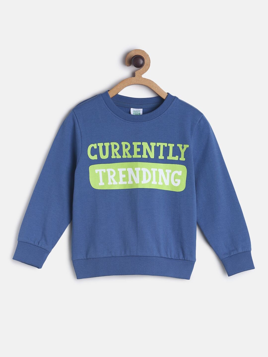 

MINI KLUB Boys Blue & Green Typography Printed Cotton Sweatshirt